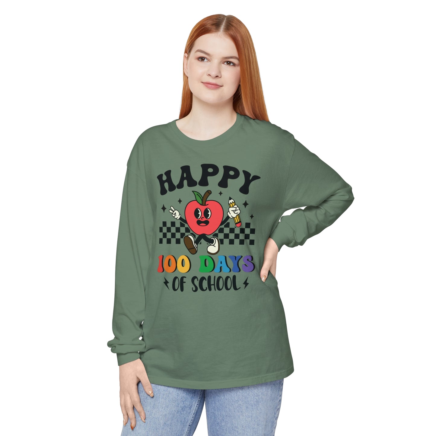 Happy 100 Days Comfort Colors Long Sleeve T-Shirt