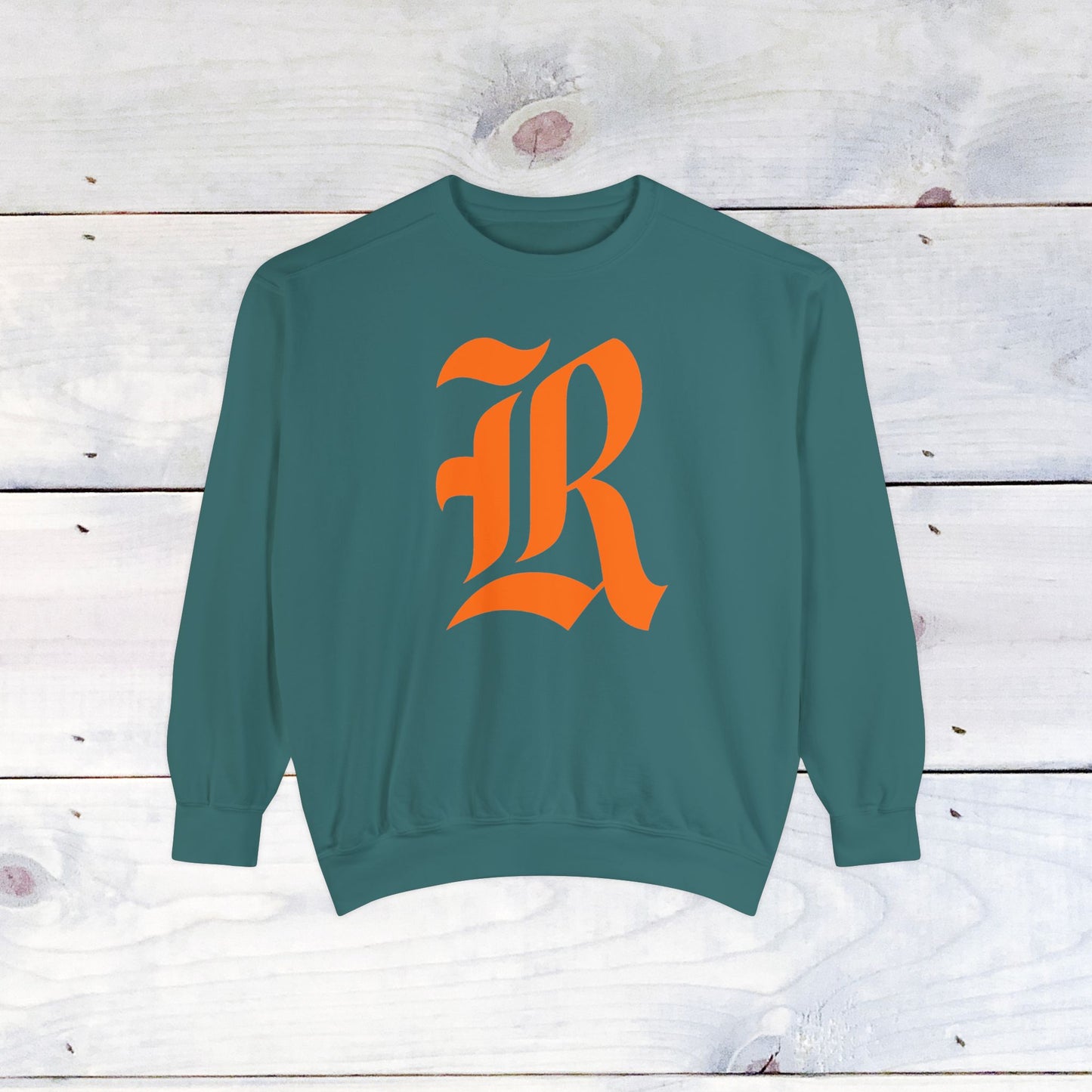 Old School R front, Small Fighting Stinger on back Comfort Colors Sweater