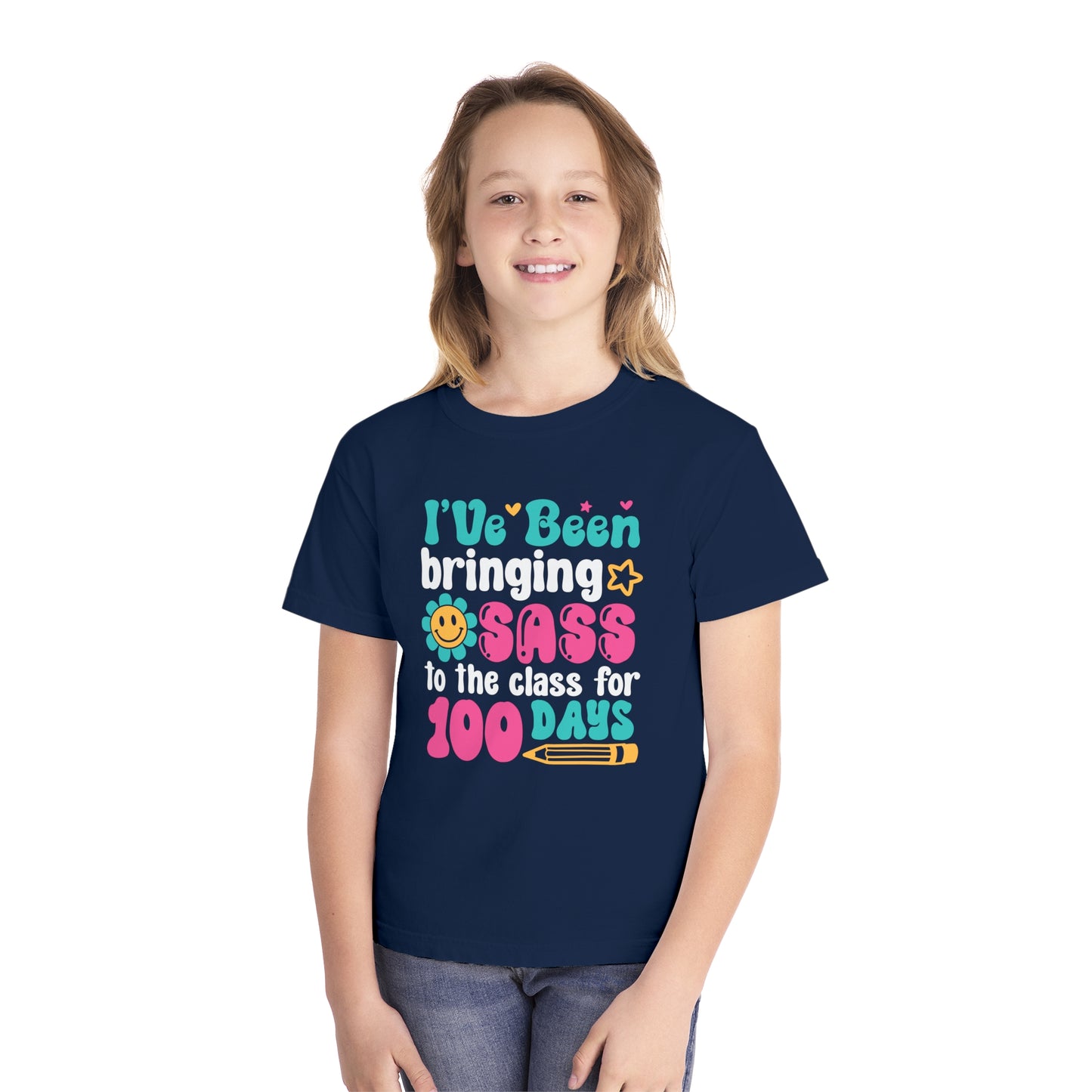 Youth Bringing the Sass 100 days of Class Comfort Colors Tee
