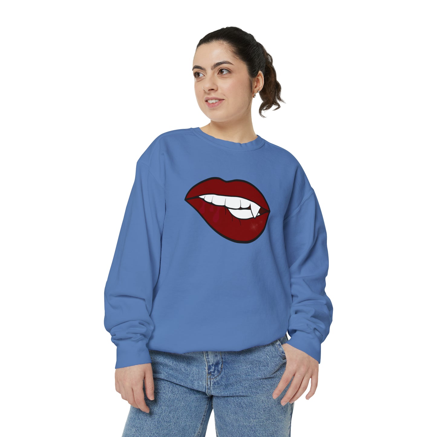 Biting Lip Vampire Fang Comfort Colors Sweater