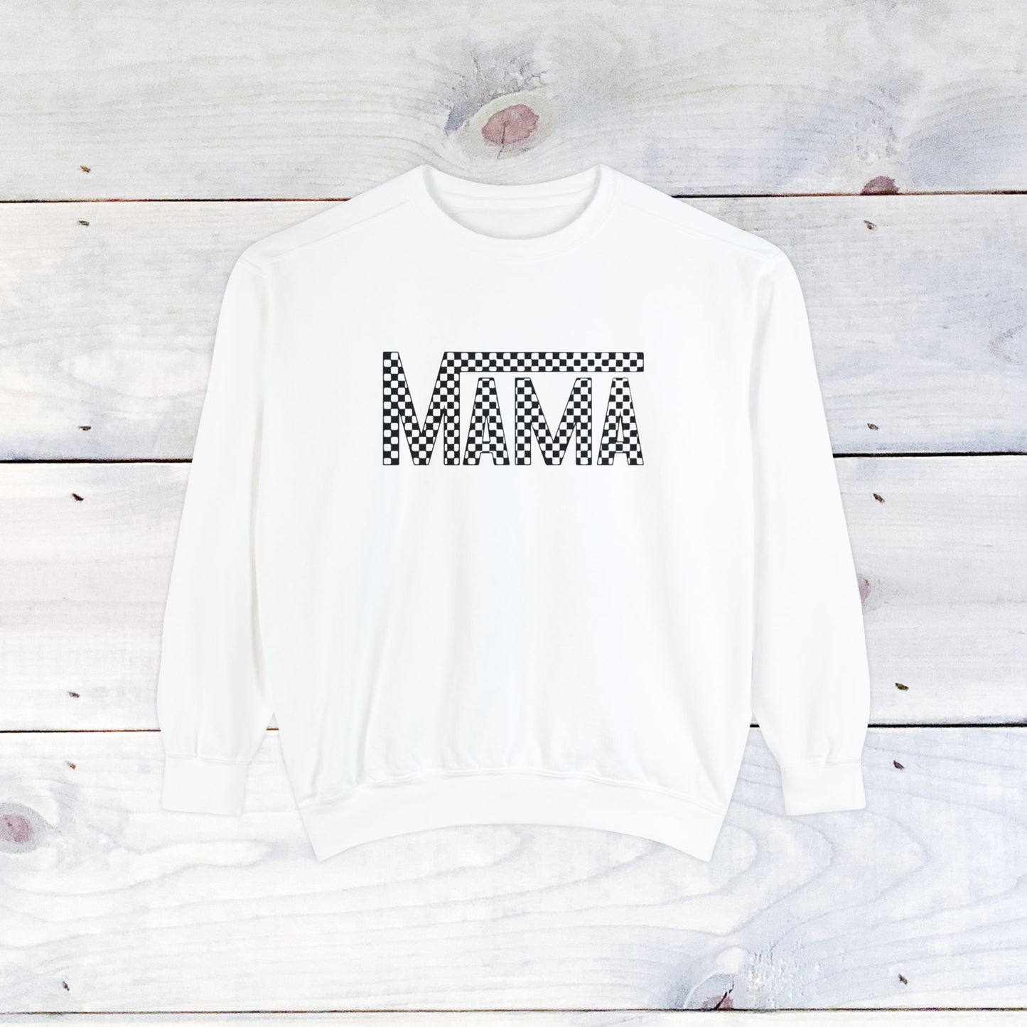 Mama Checkered Black Comfort Colors Sweater