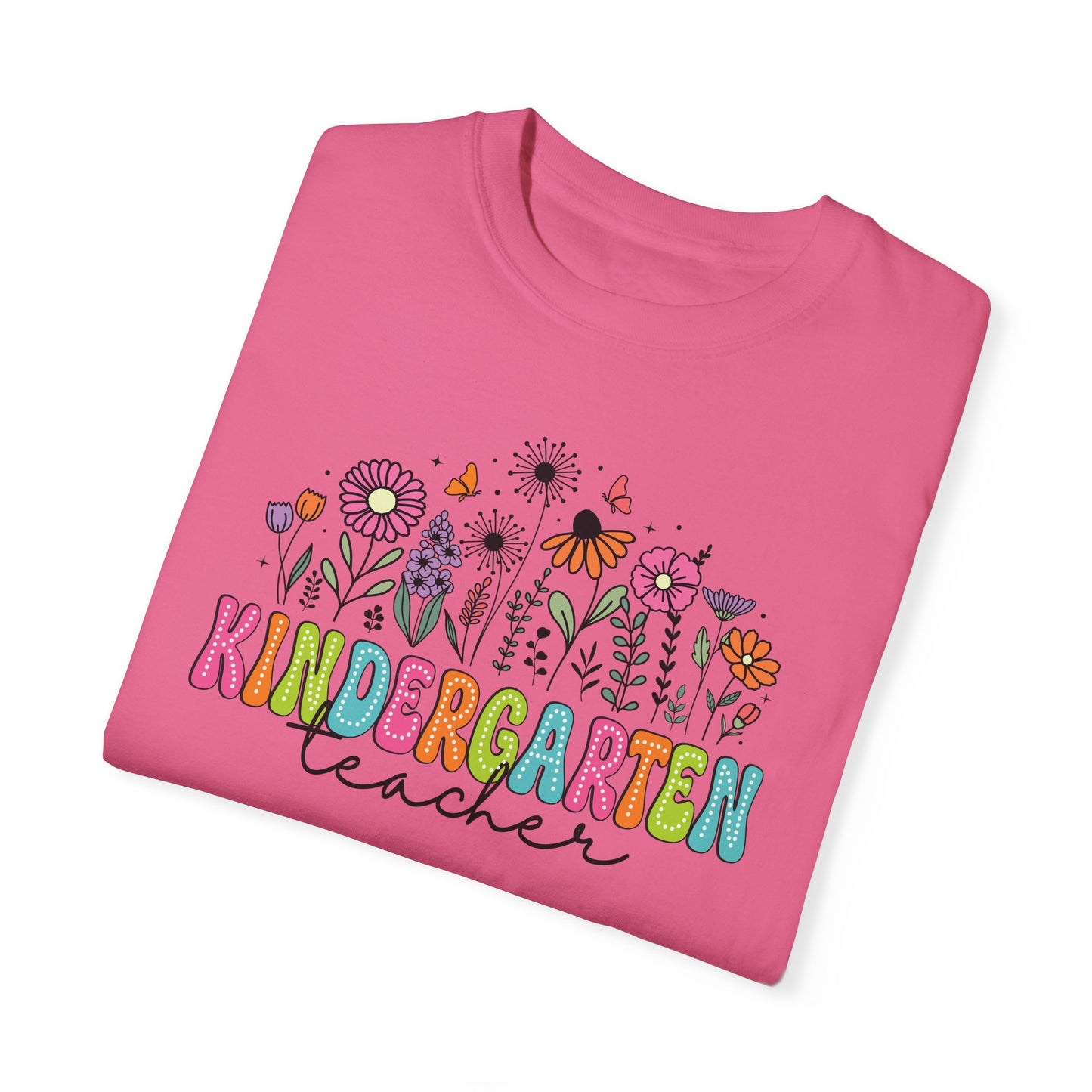 Kinder Flower Teacher Shirt - Comfort Colors