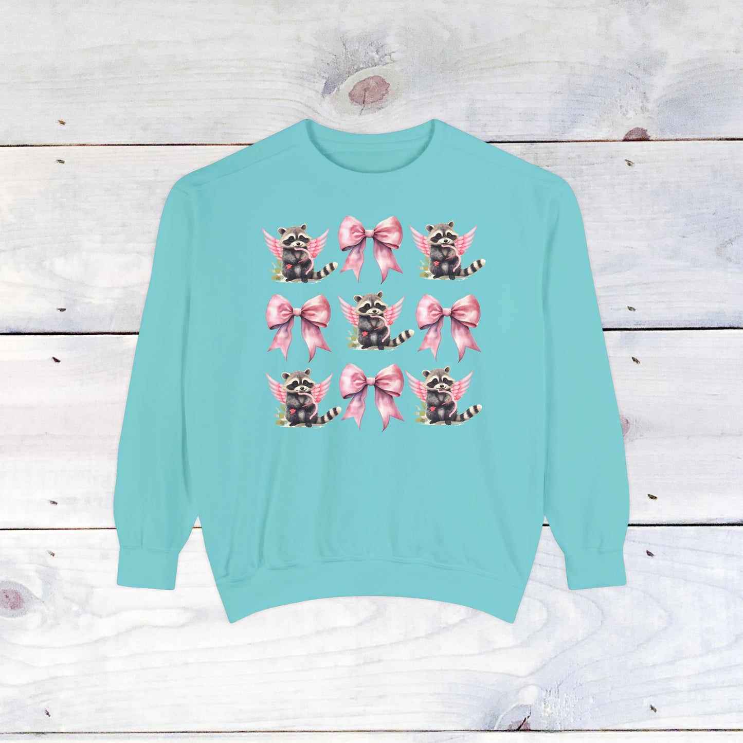 Raccoon Grid Valentine Adult Comfort Colors Sweatshirt
