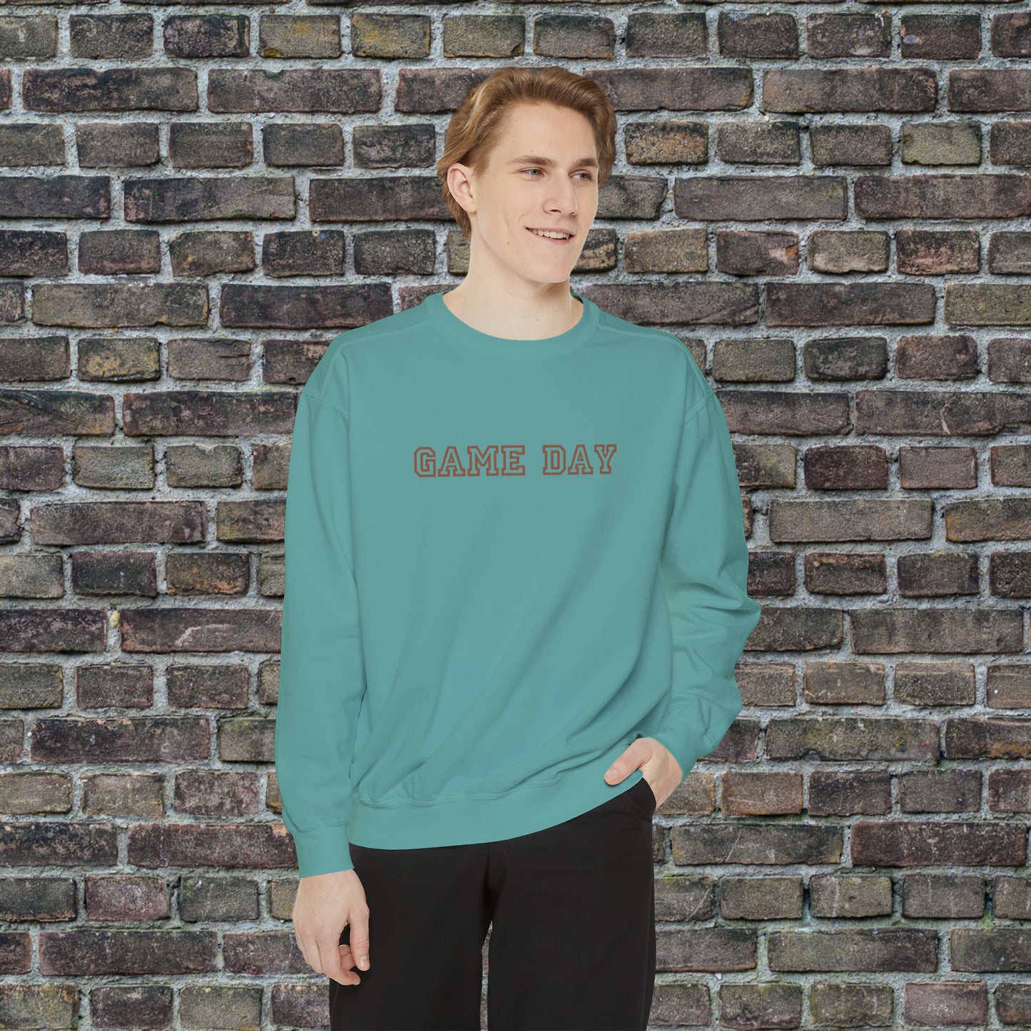 Game Day Comfort Colors Sweater - Brown Text
