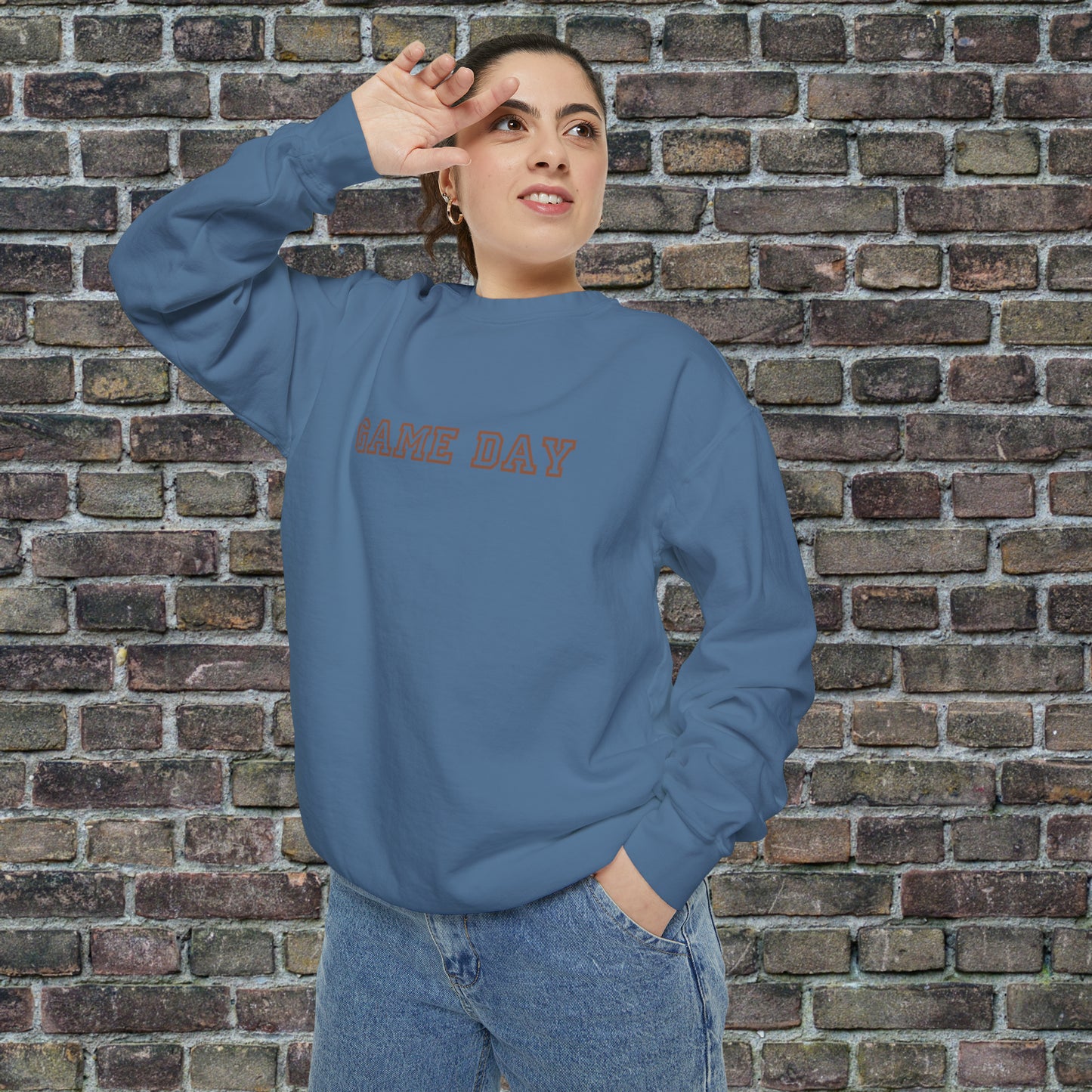 Game Day Comfort Colors Sweater - Brown Text
