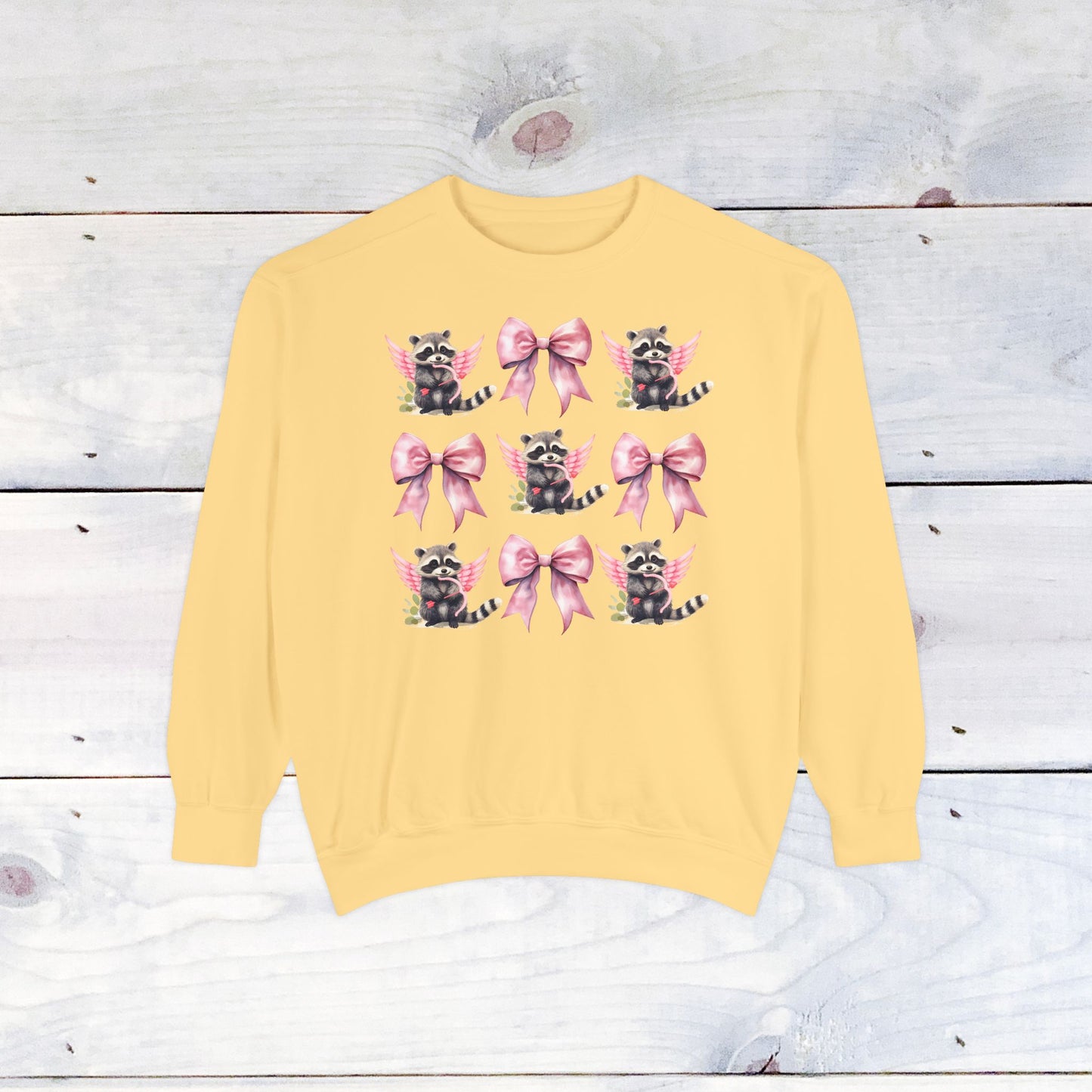 Raccoon Grid Valentine Adult Comfort Colors Sweatshirt