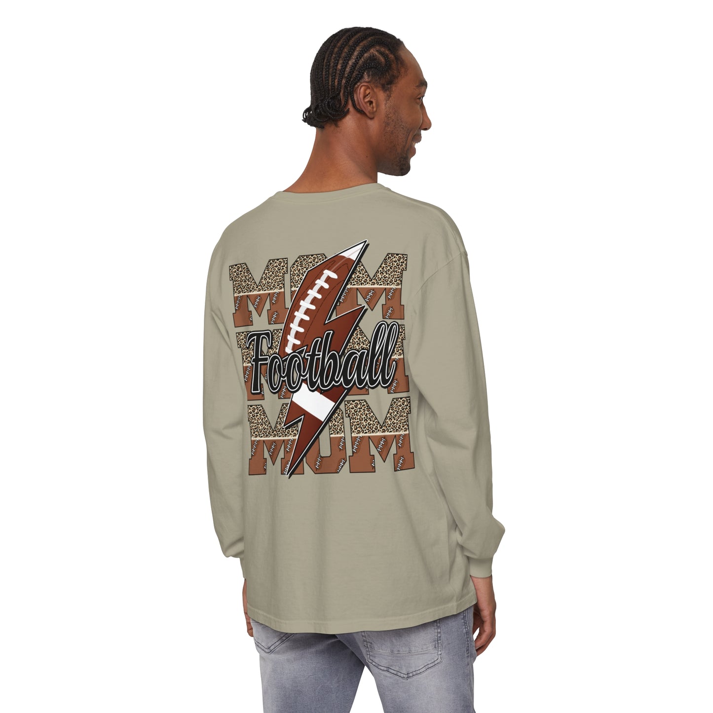 Football Mom Long Sleeve Comfort Colors T Shirt