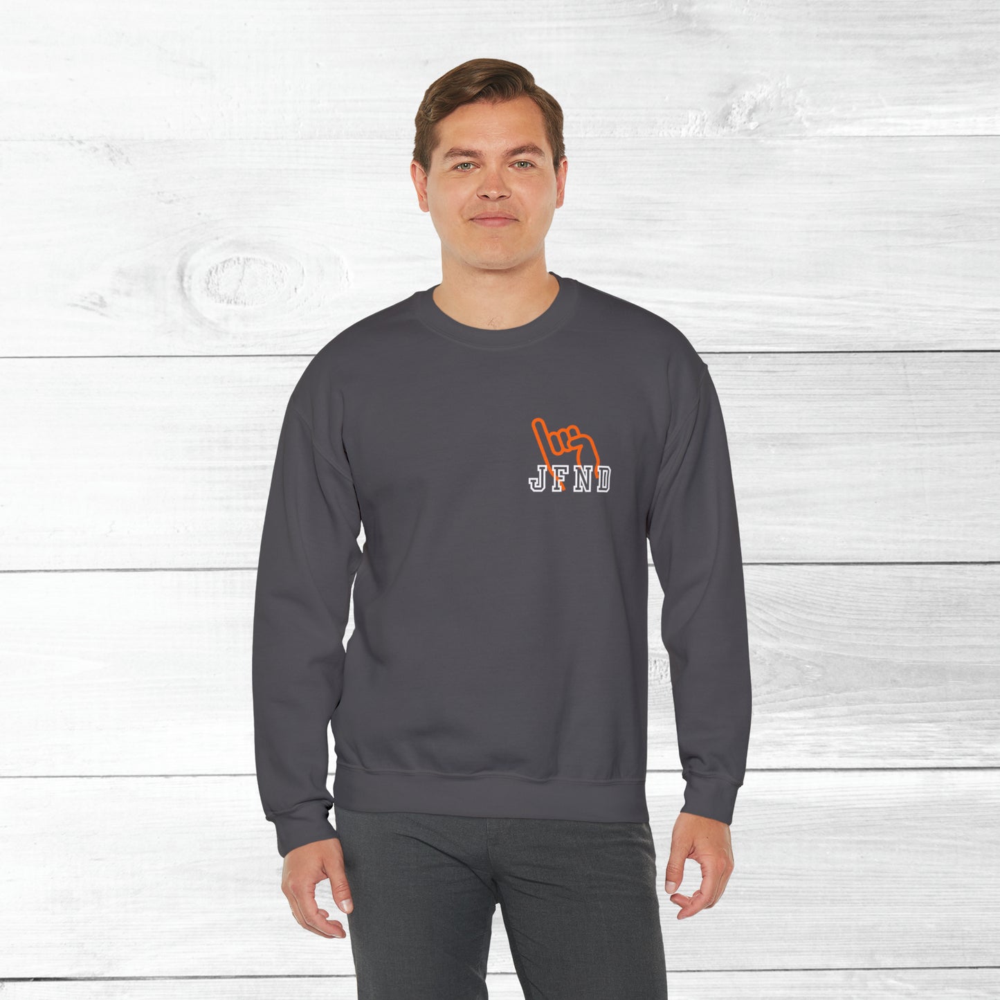 JFND front and Yellowjacket back Sweater