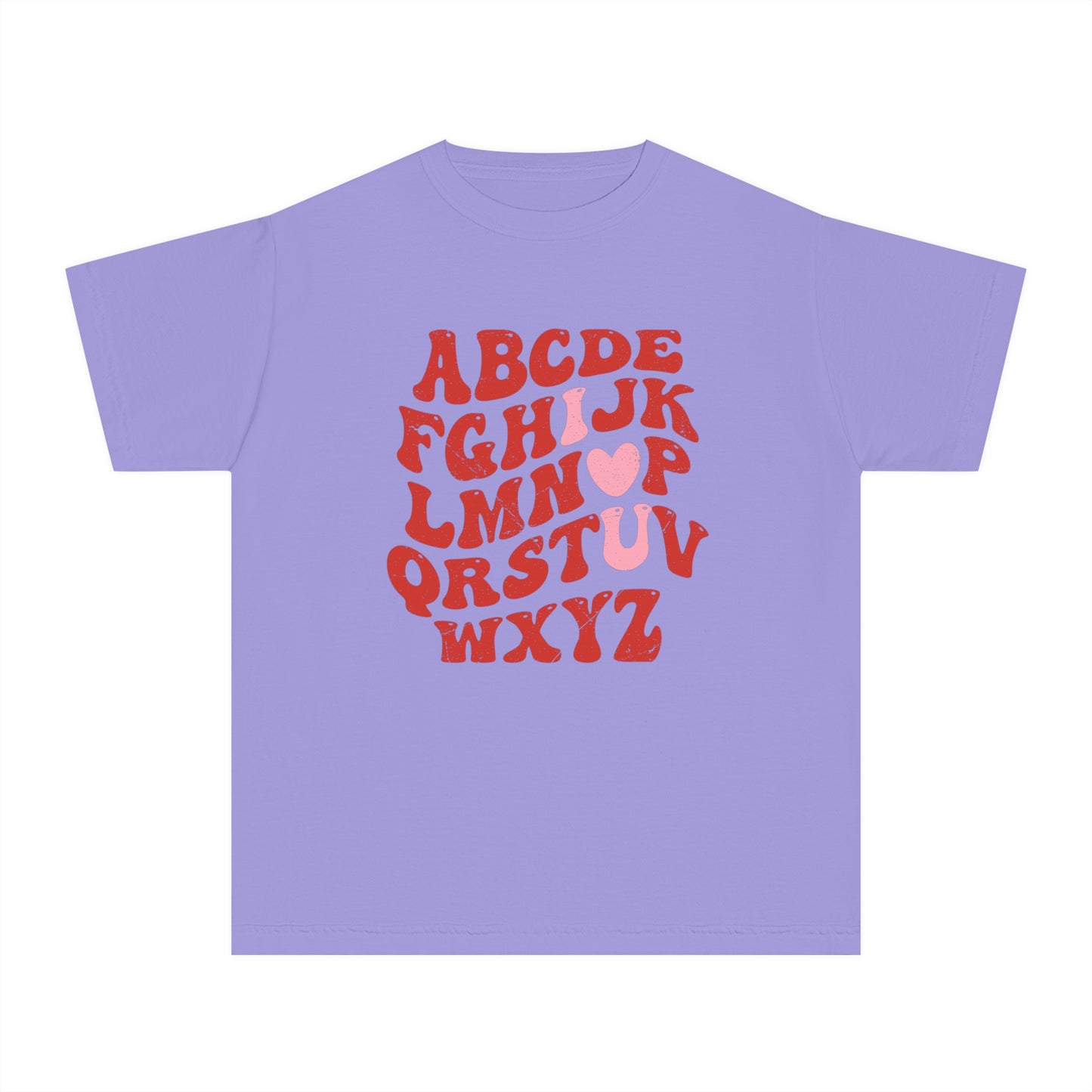 Red Alpha I Love You Youth Comfort Colors Tee