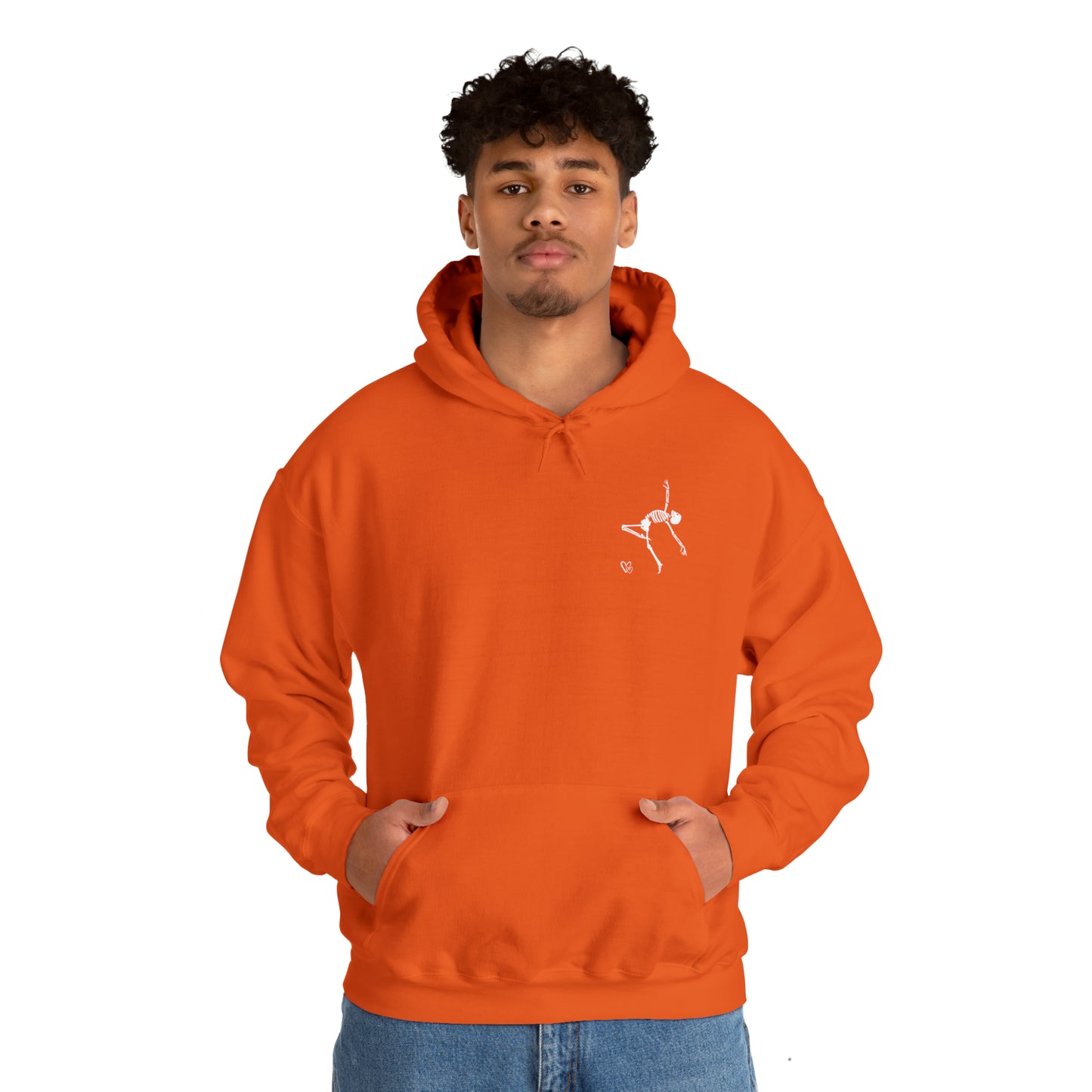 Dancing Skeleton Hoodie- Dancing Skeleton Front- Multi -Dancing Skeleton Back, Mutliple Color Options, Unisex Heavy Blend™ Hooded Sweatshirt