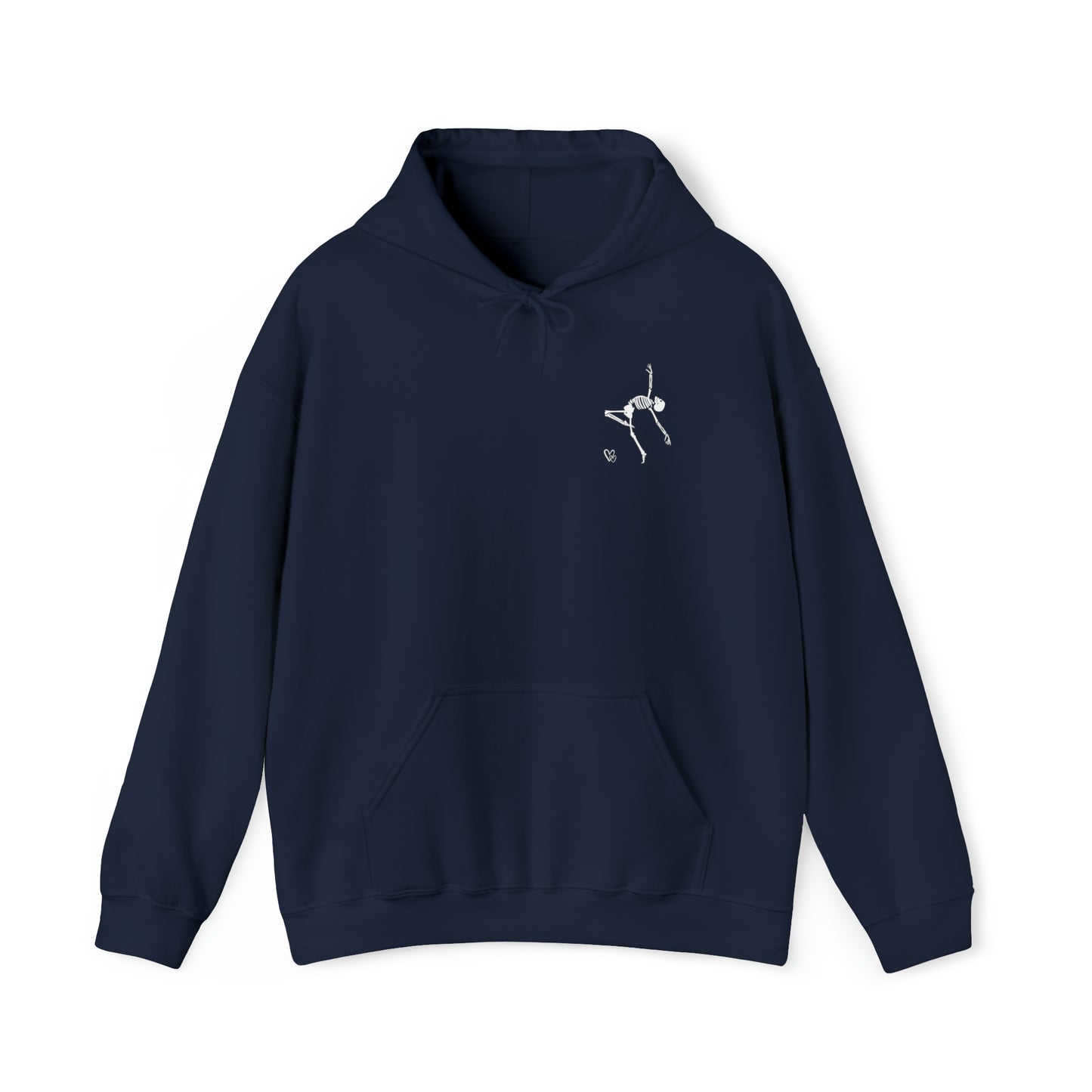 Dancing Skeleton Hoodie- Dancing Skeleton Front- Multi -Dancing Skeleton Back, Mutliple Color Options, Unisex Heavy Blend™ Hooded Sweatshirt