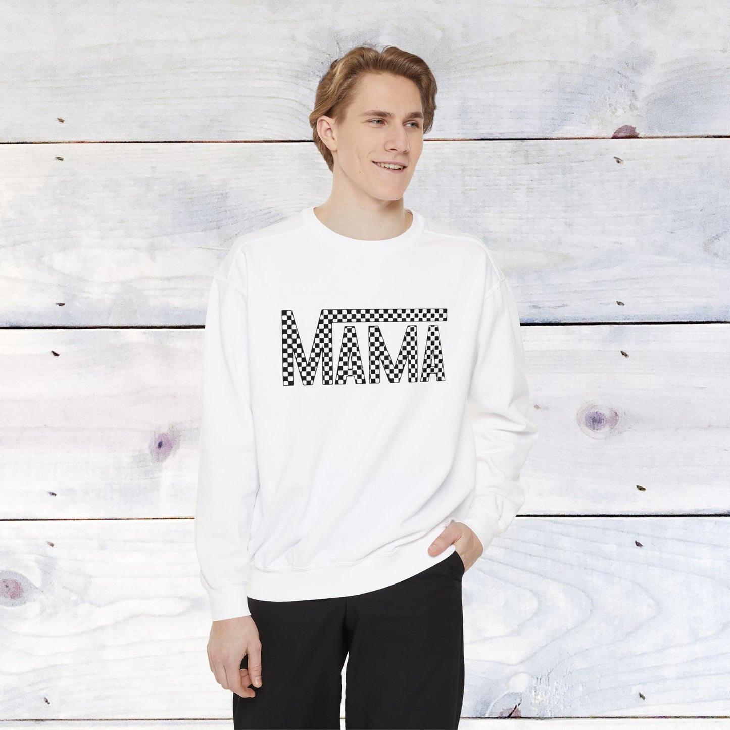 Mama Checkered Black Comfort Colors Sweater