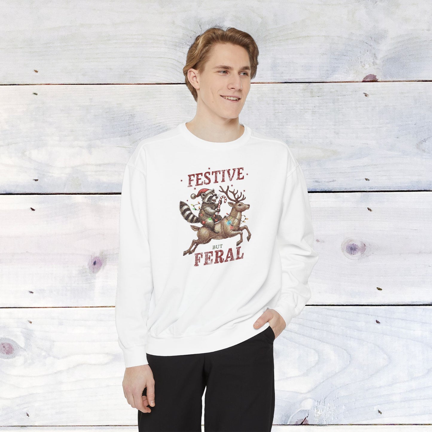 Festive but Feral Comfort Colors Holiday Sweater