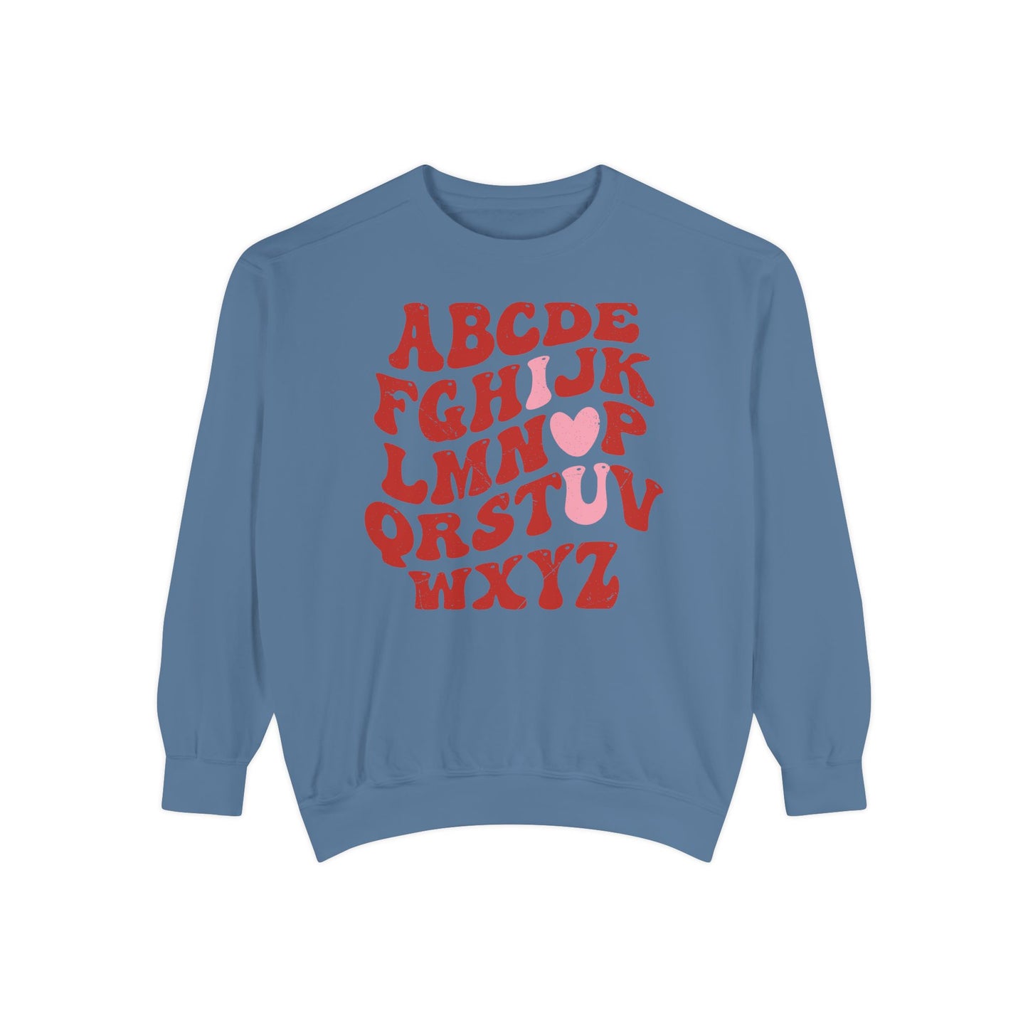Red Alphabet I love you Adult Comfort Colors Sweatshirt