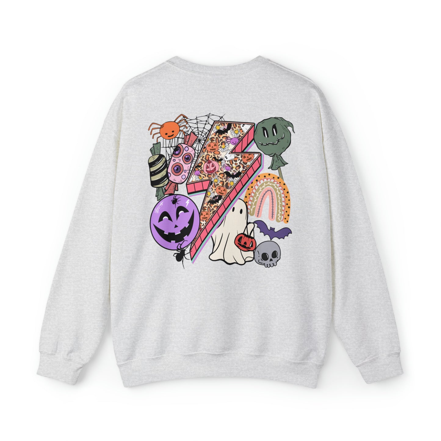 Halloween - Franken Smile Front, Halloween Bolt Back - Sweater / Pullover