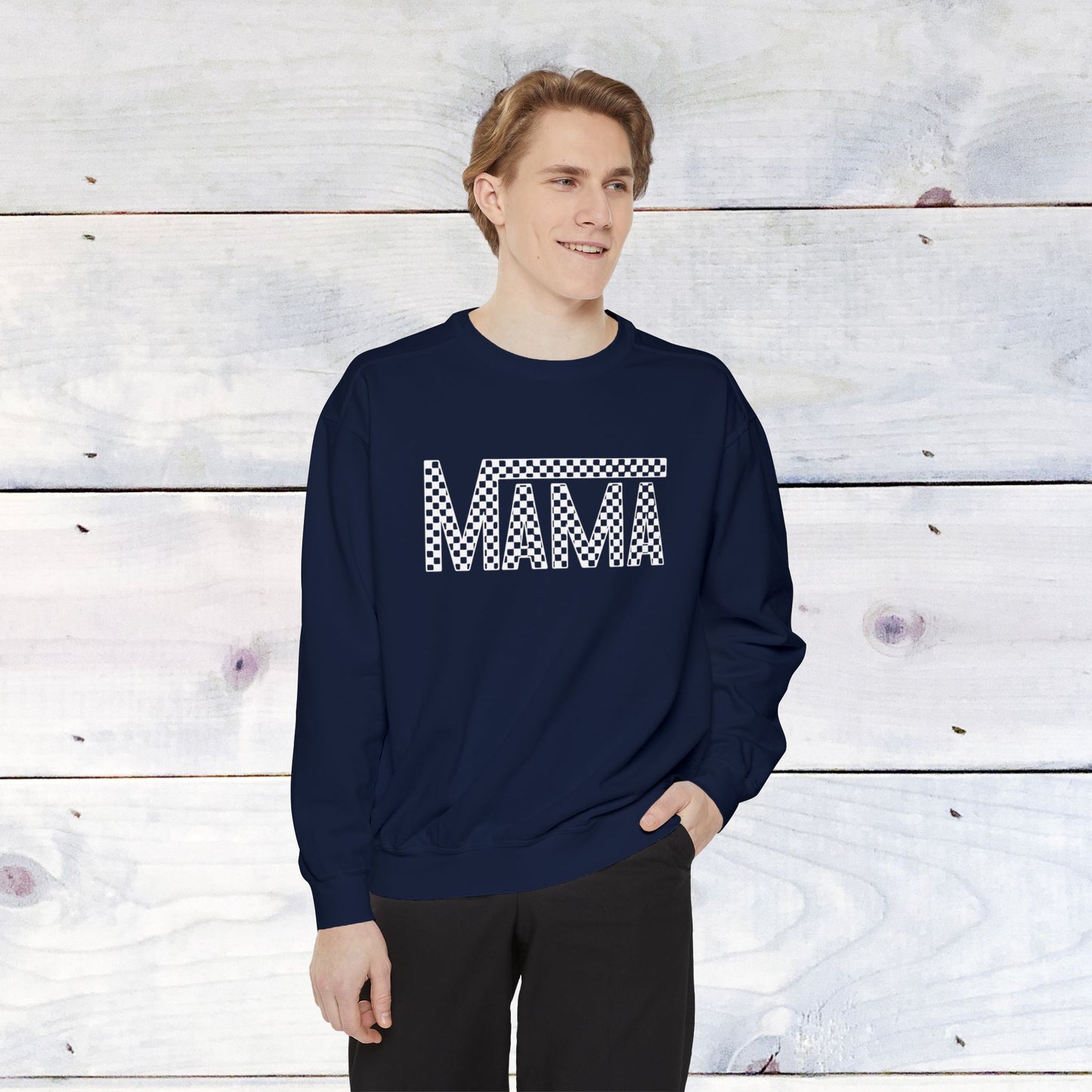 Mama Checkered Comfort Colors Sweater