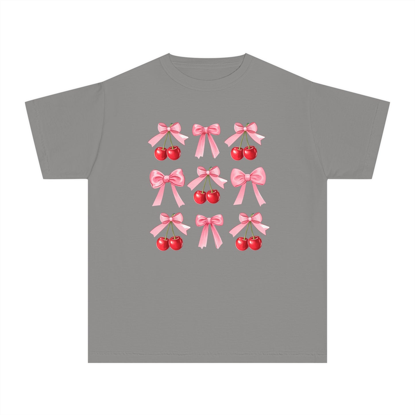 Cherry Bow Grid Comfort Colors Tee