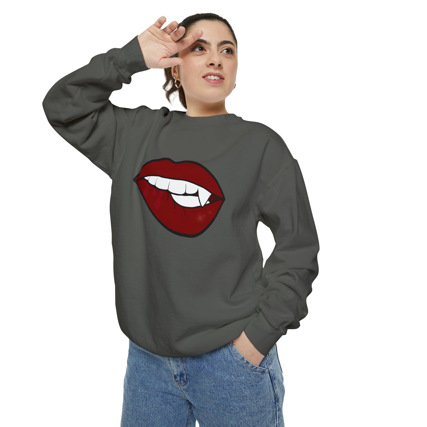 Biting Lip Vampire Fang Comfort Colors Sweater