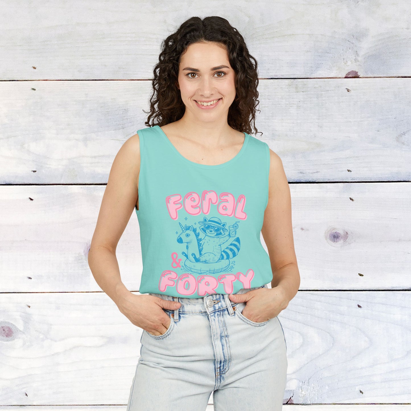 Feral and Forty Floatie Comfort Colors Tank Top