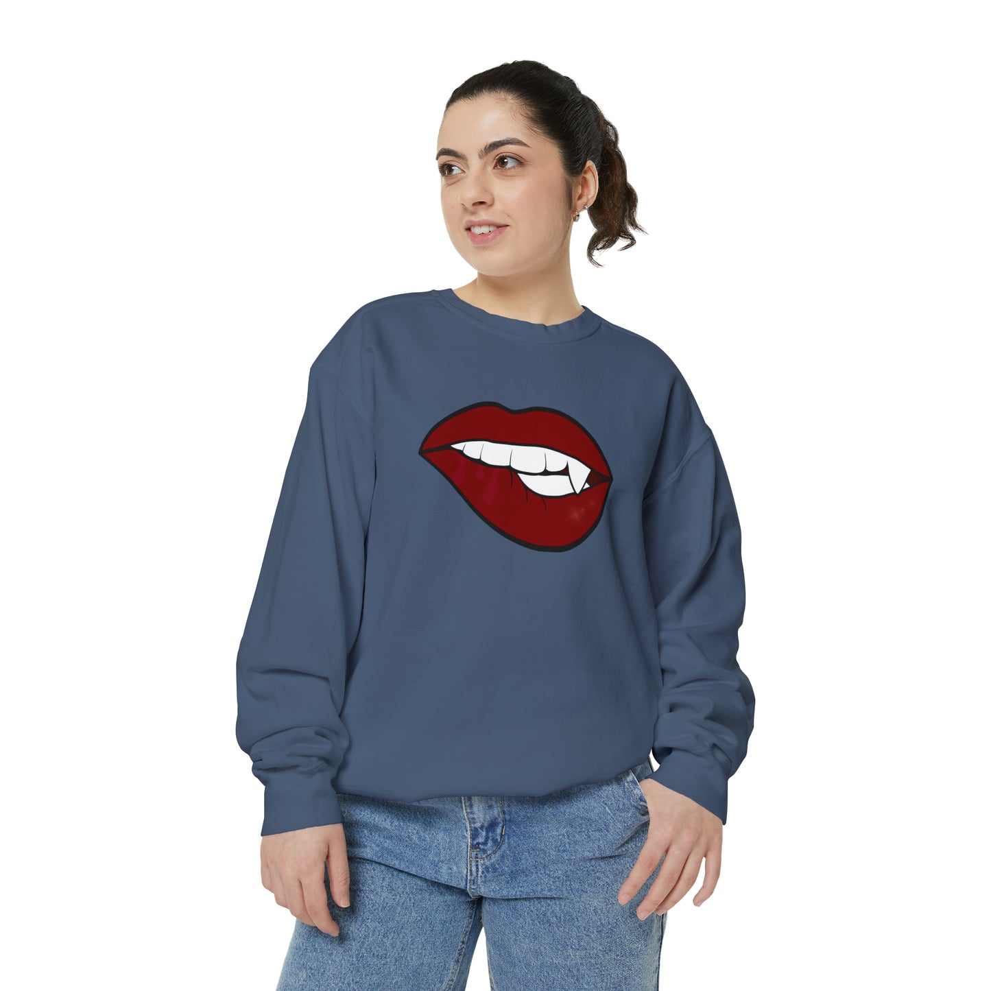Biting Lip Vampire Fang Comfort Colors Sweater