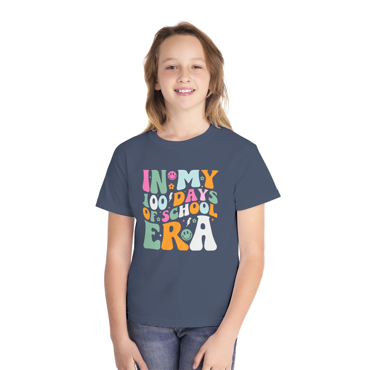Youth 100 Groovy Days Era Comfort Colors Tee