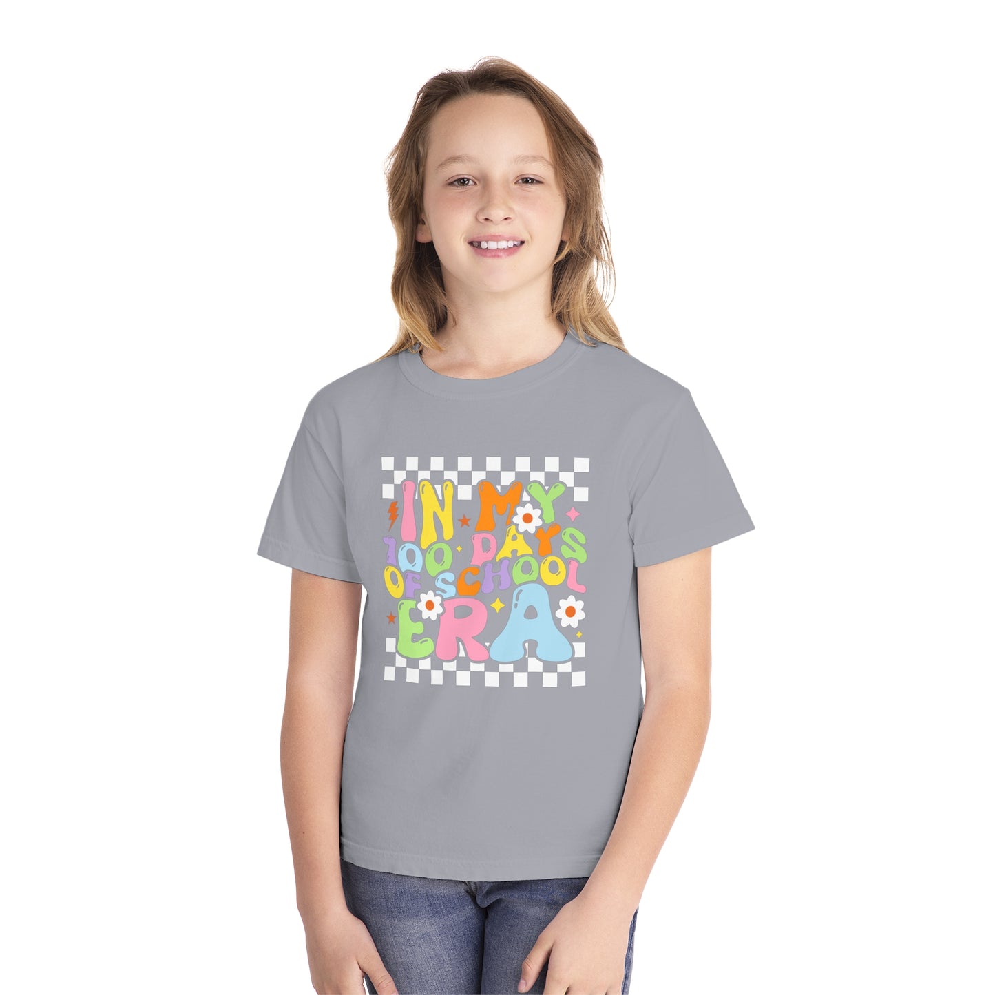 Youth Checkered 100 days Era Comfort Colors Tee