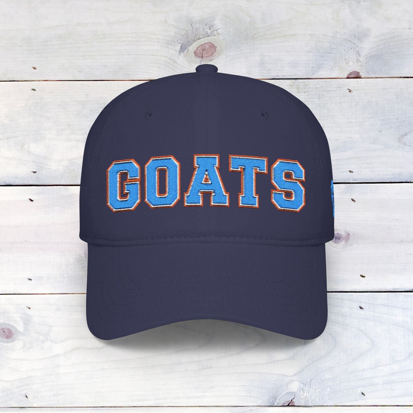 GOATS Embroidered Baseball Cap — Vintage Chenille Team Letterman Hat