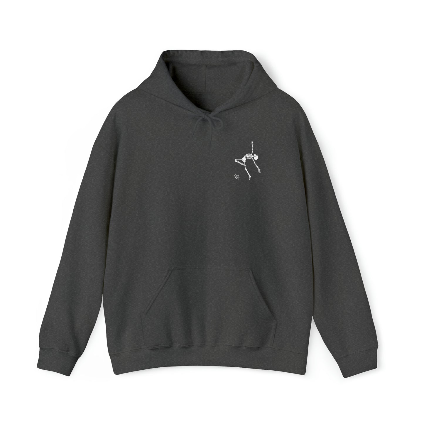 Dancing Skeleton Hoodie- Dancing Skeleton Front- Multi -Dancing Skeleton Back, Mutliple Color Options, Unisex Heavy Blend™ Hooded Sweatshirt