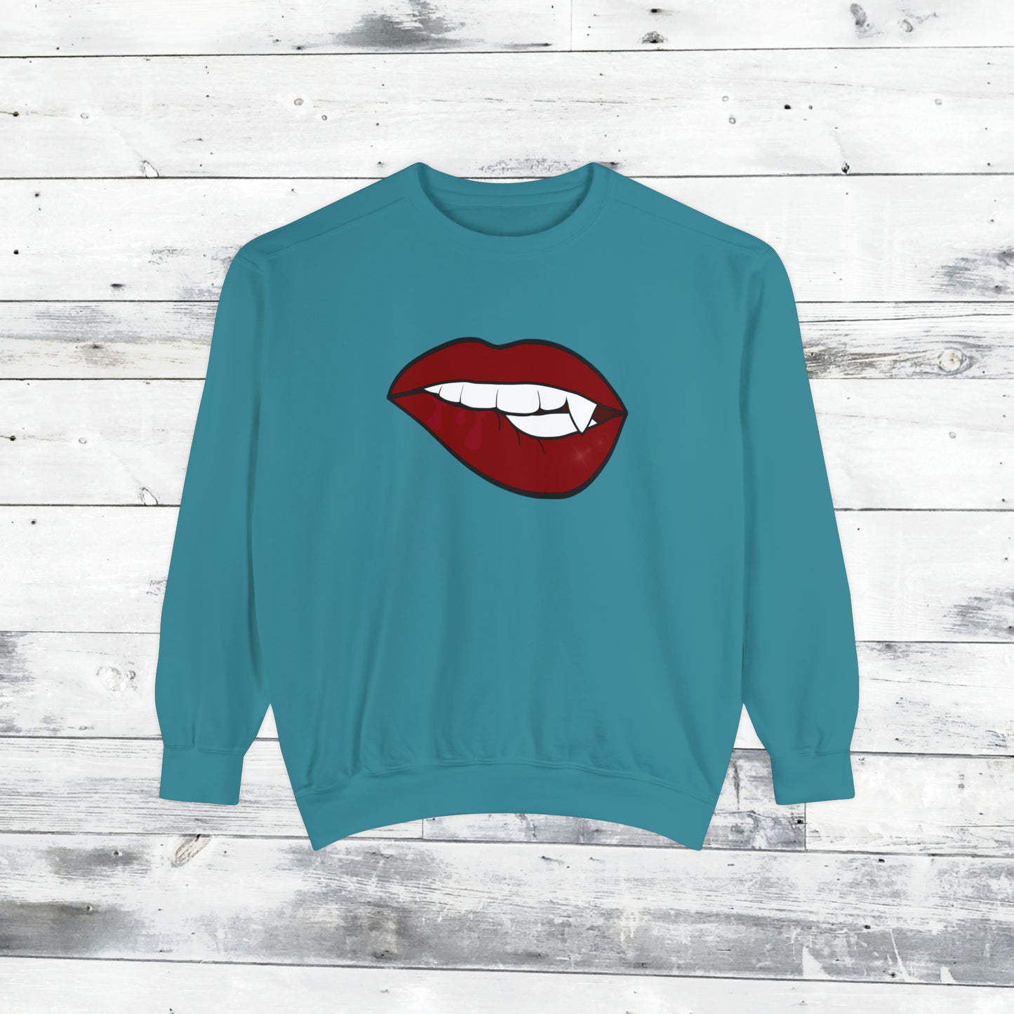 Biting Lip Vampire Fang Comfort Colors Sweater
