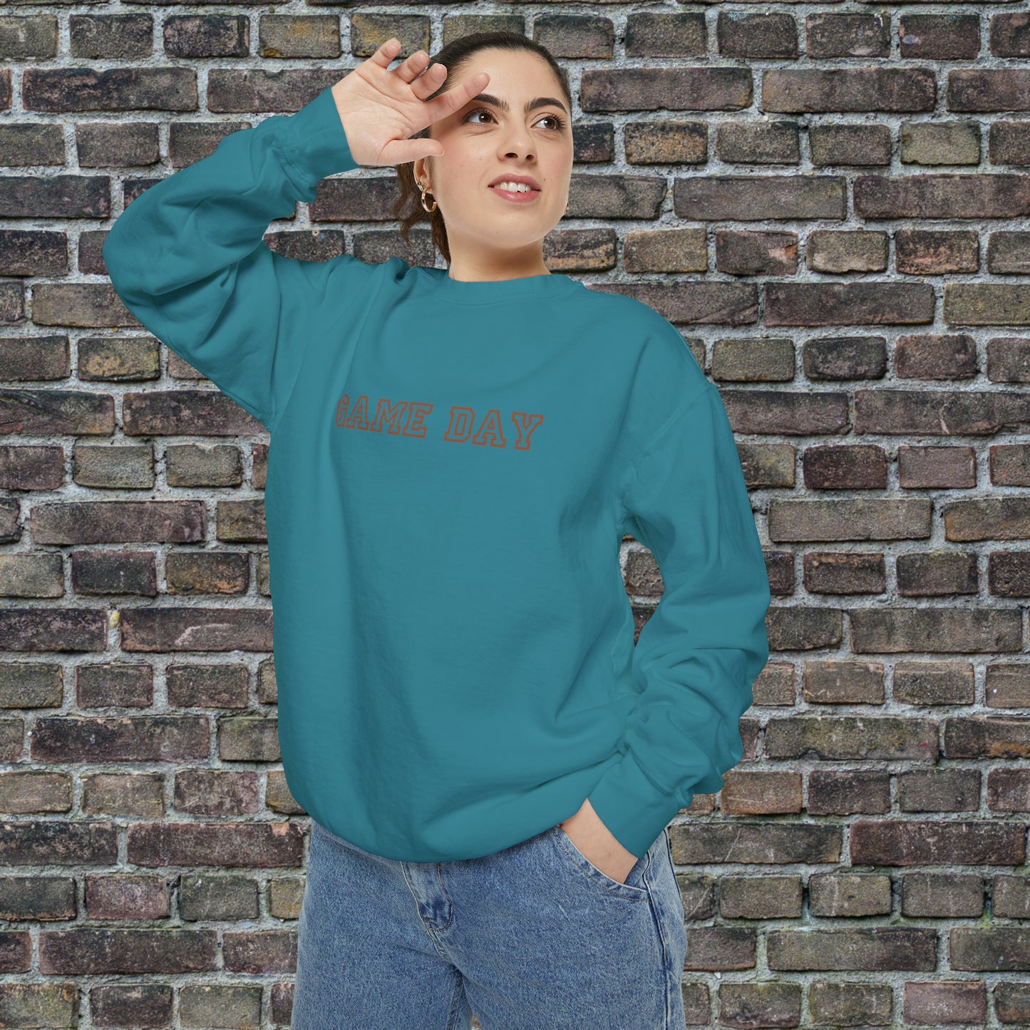 Game Day Comfort Colors Sweater - Brown Text