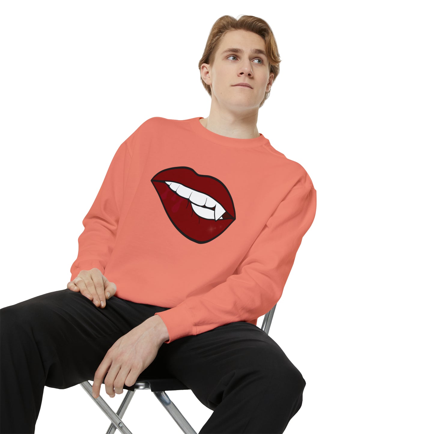 Biting Lip Vampire Fang Comfort Colors Sweater