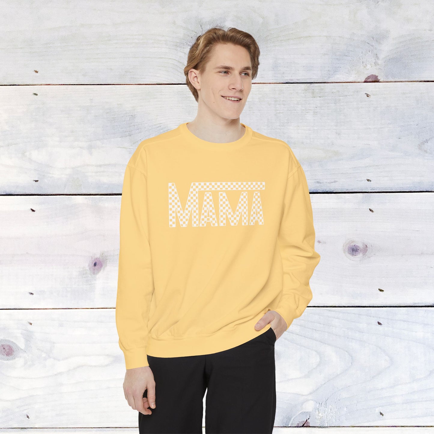 Mama Checkered Comfort Colors Sweater
