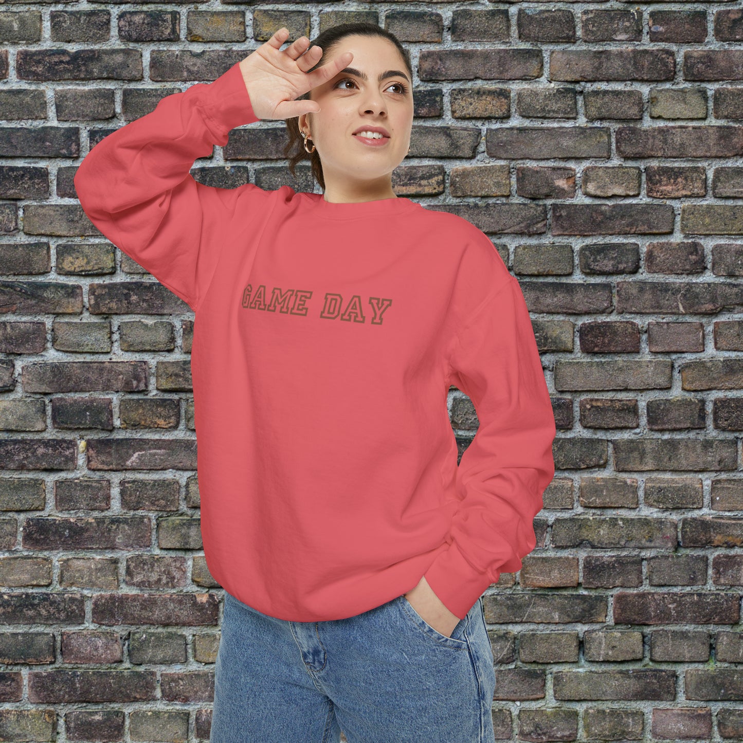 Game Day Comfort Colors Sweater - Brown Text