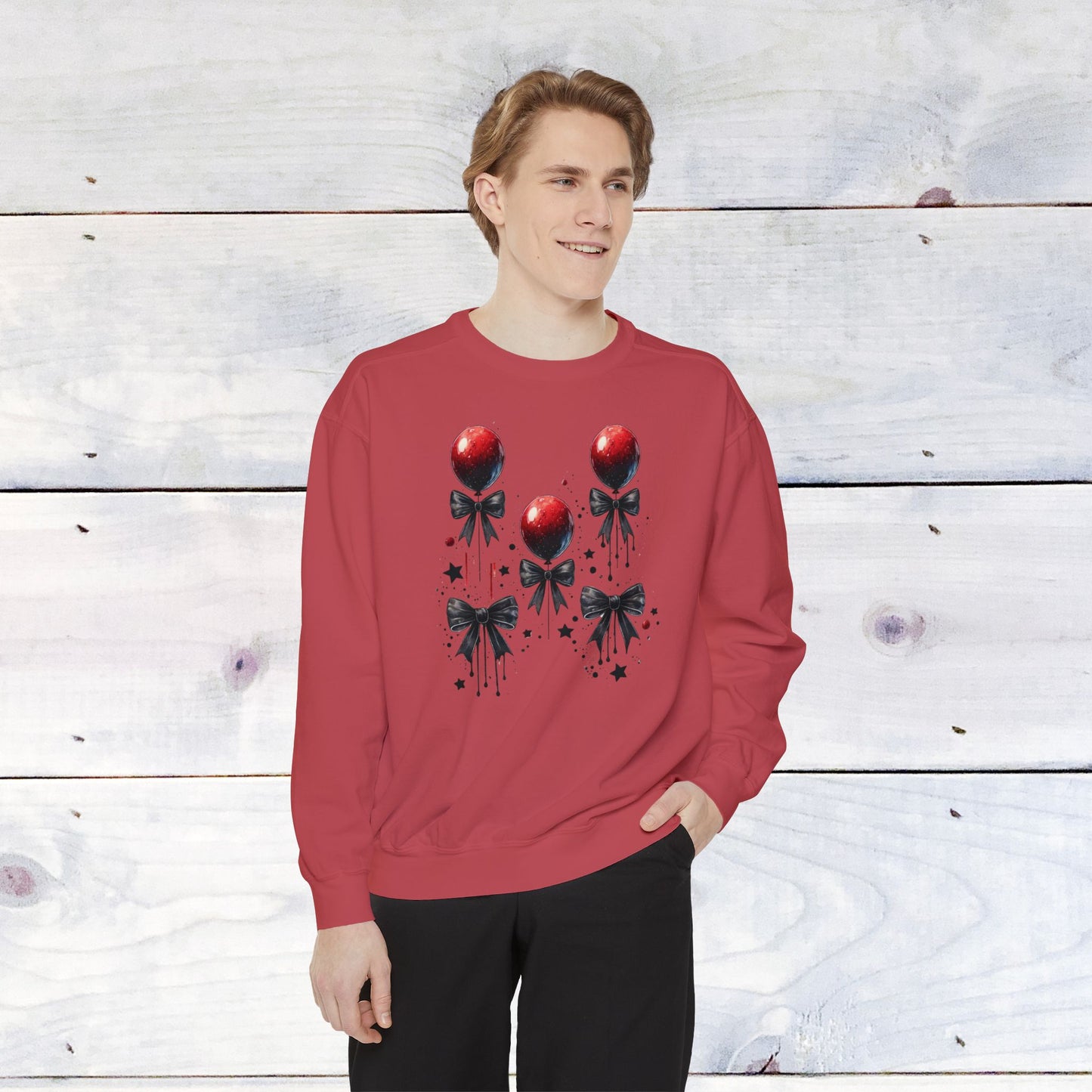 "IT" Red Balloon and Bow Comfort Colors Sweater