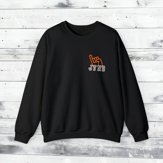 JFND front and Yellowjacket back Sweater