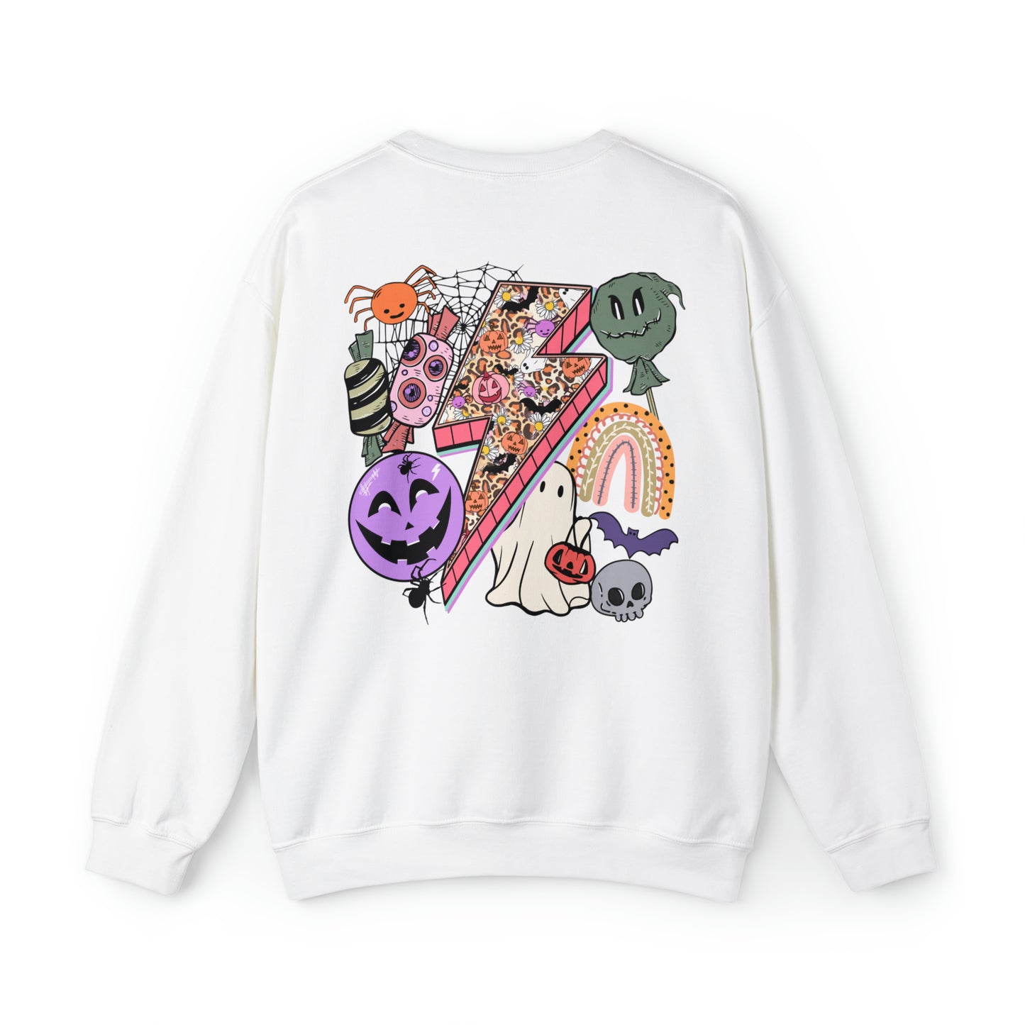 Halloween - Franken Smile Front, Halloween Bolt Back - Sweater / Pullover