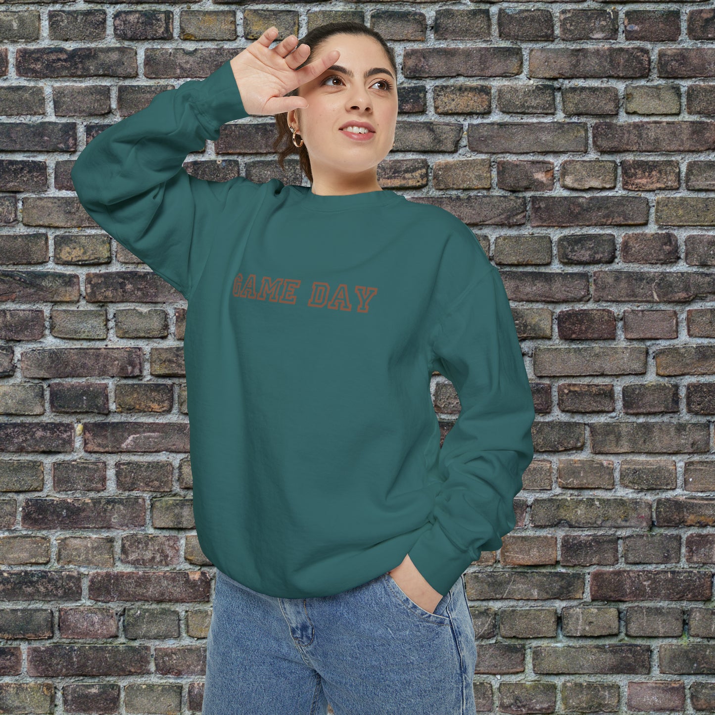 Game Day Comfort Colors Sweater - Brown Text
