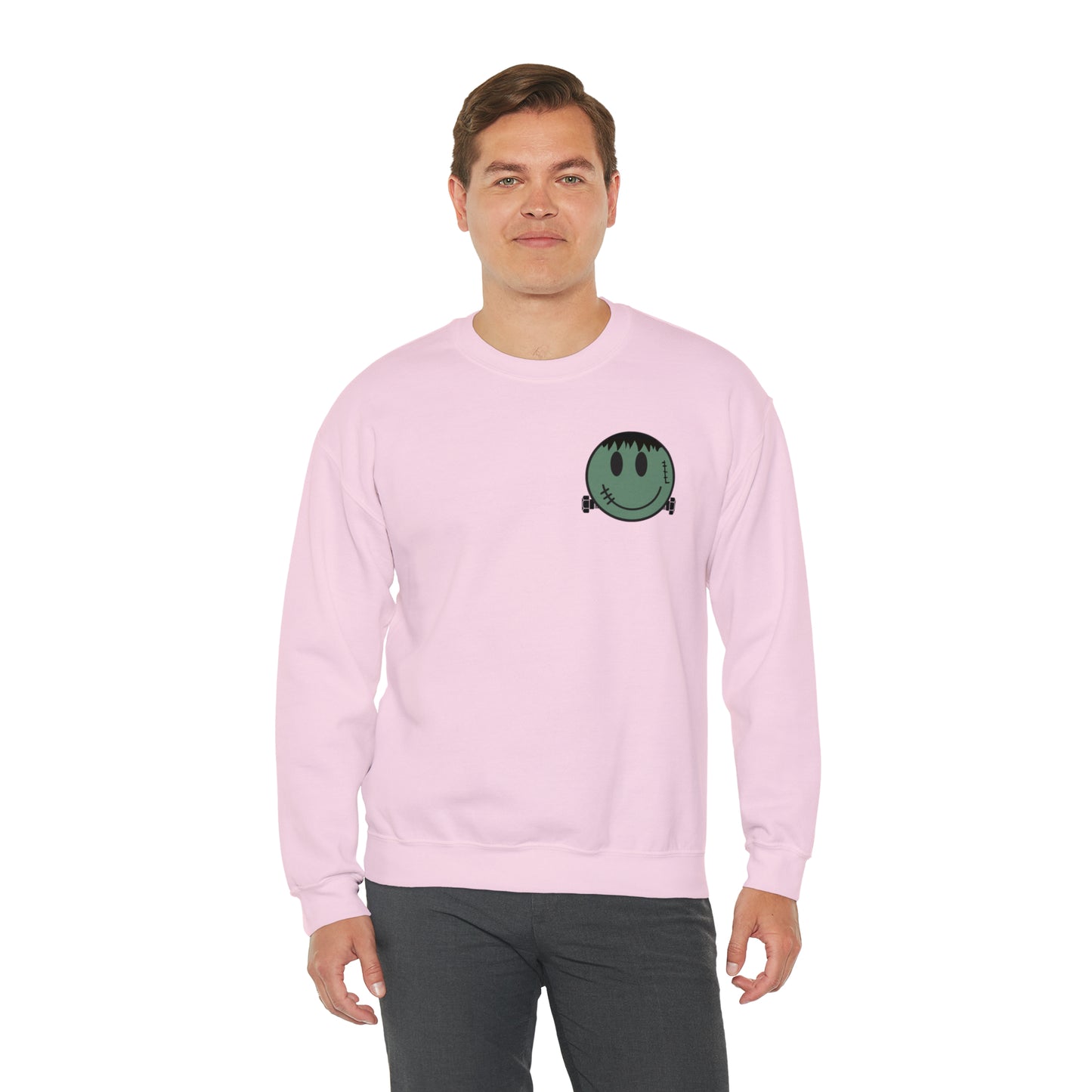 Halloween - Franken Smile Front, Halloween Bolt Back - Sweater / Pullover