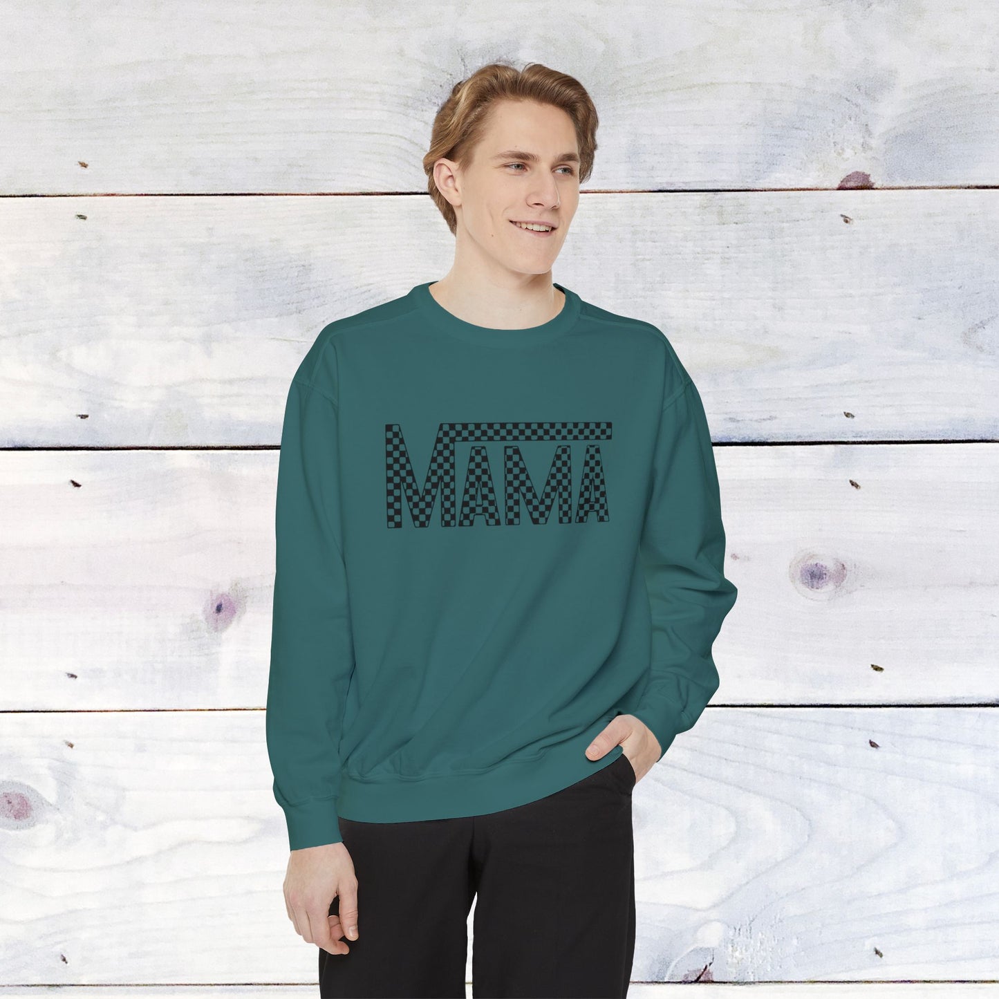 Mama Checkered Black Comfort Colors Sweater