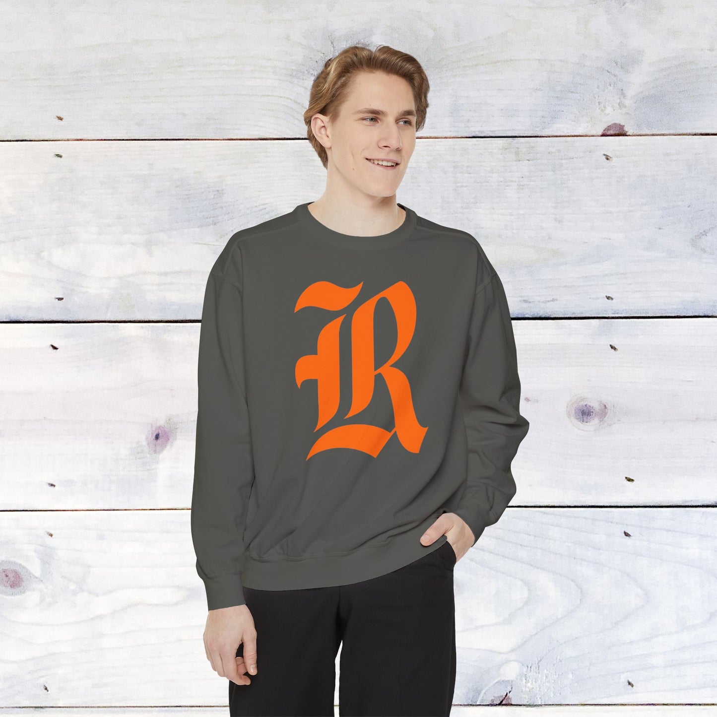 Old School R front, Small Fighting Stinger on back Comfort Colors Sweater