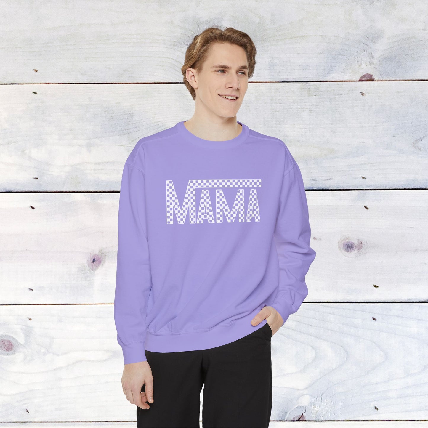 Mama Checkered Comfort Colors Sweater