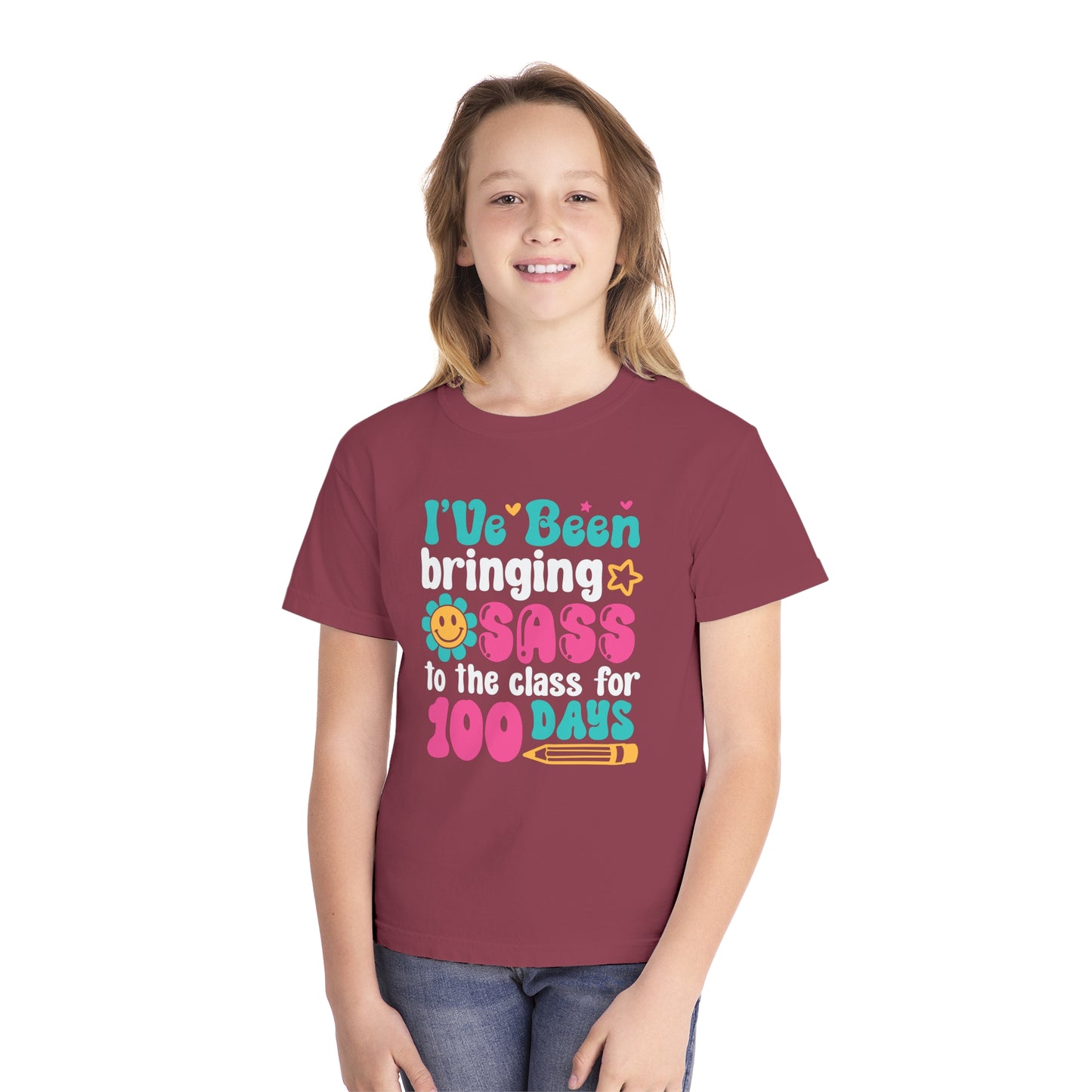Youth Bringing the Sass 100 days of Class Comfort Colors Tee