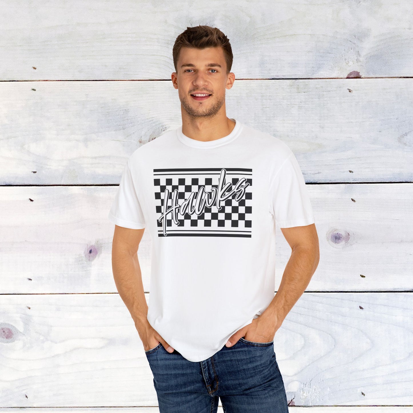 Heath Hawks Checkered Comfort Colors Unisex Tee