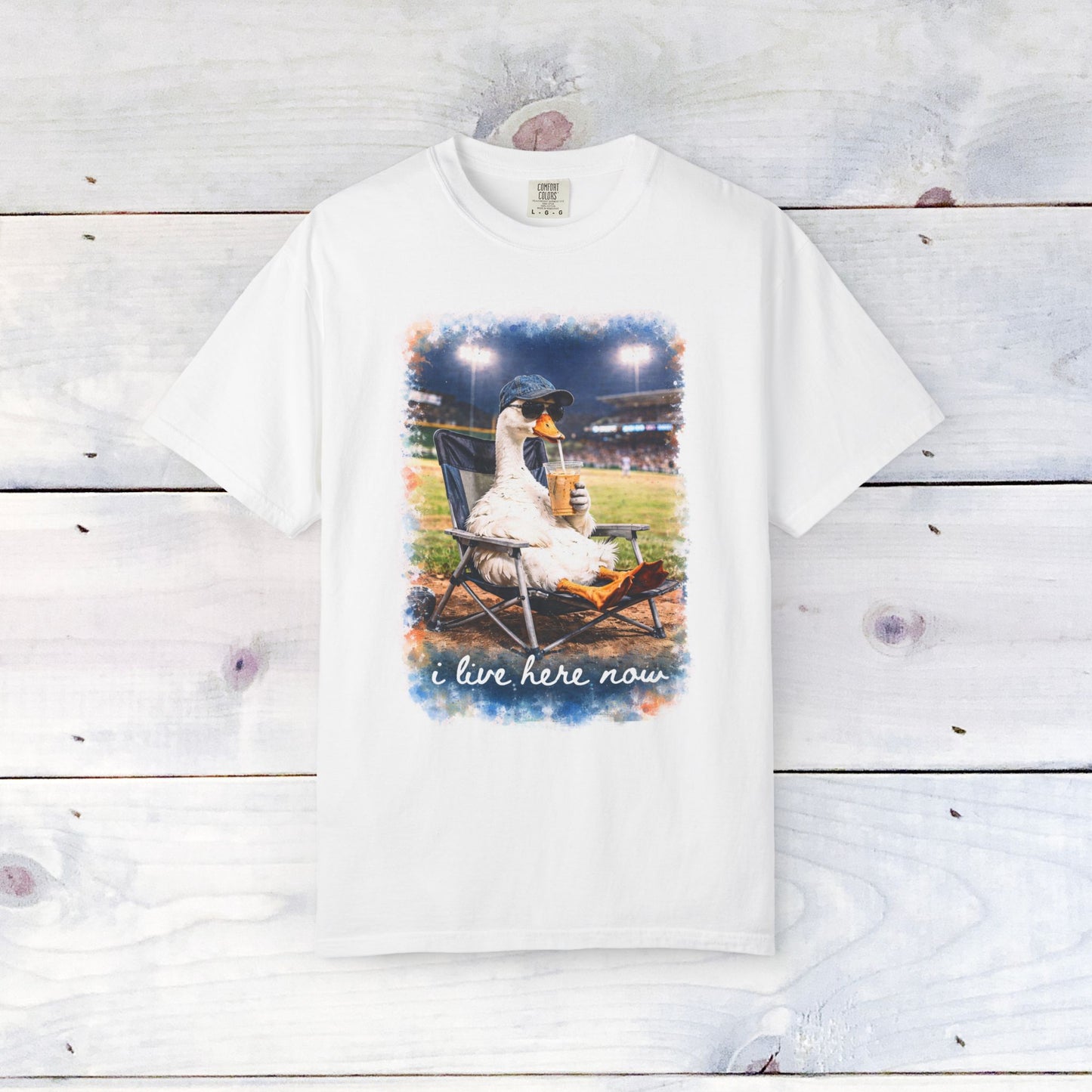 'I Live Here Now' Baseball Stadium Goose Comfort Colors Unisex T-Shirt