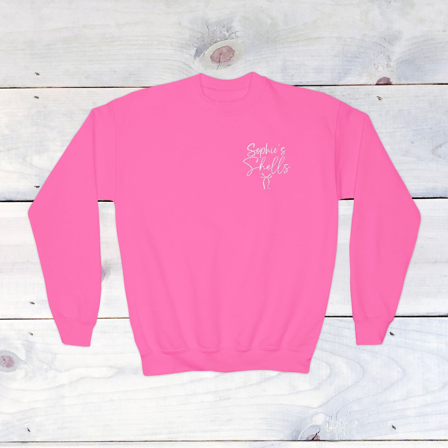 Custom Sophie's Shells Youth Crewneck Sweatshirt - Embrodiery