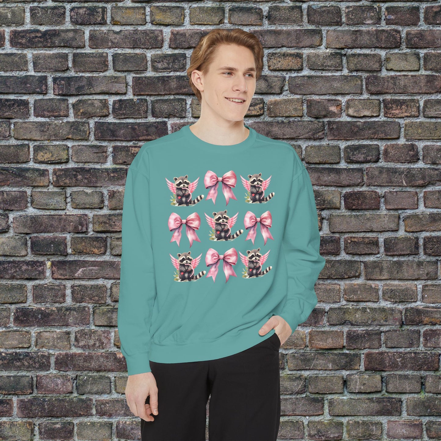 Raccoon Grid Valentine Adult Comfort Colors Sweatshirt