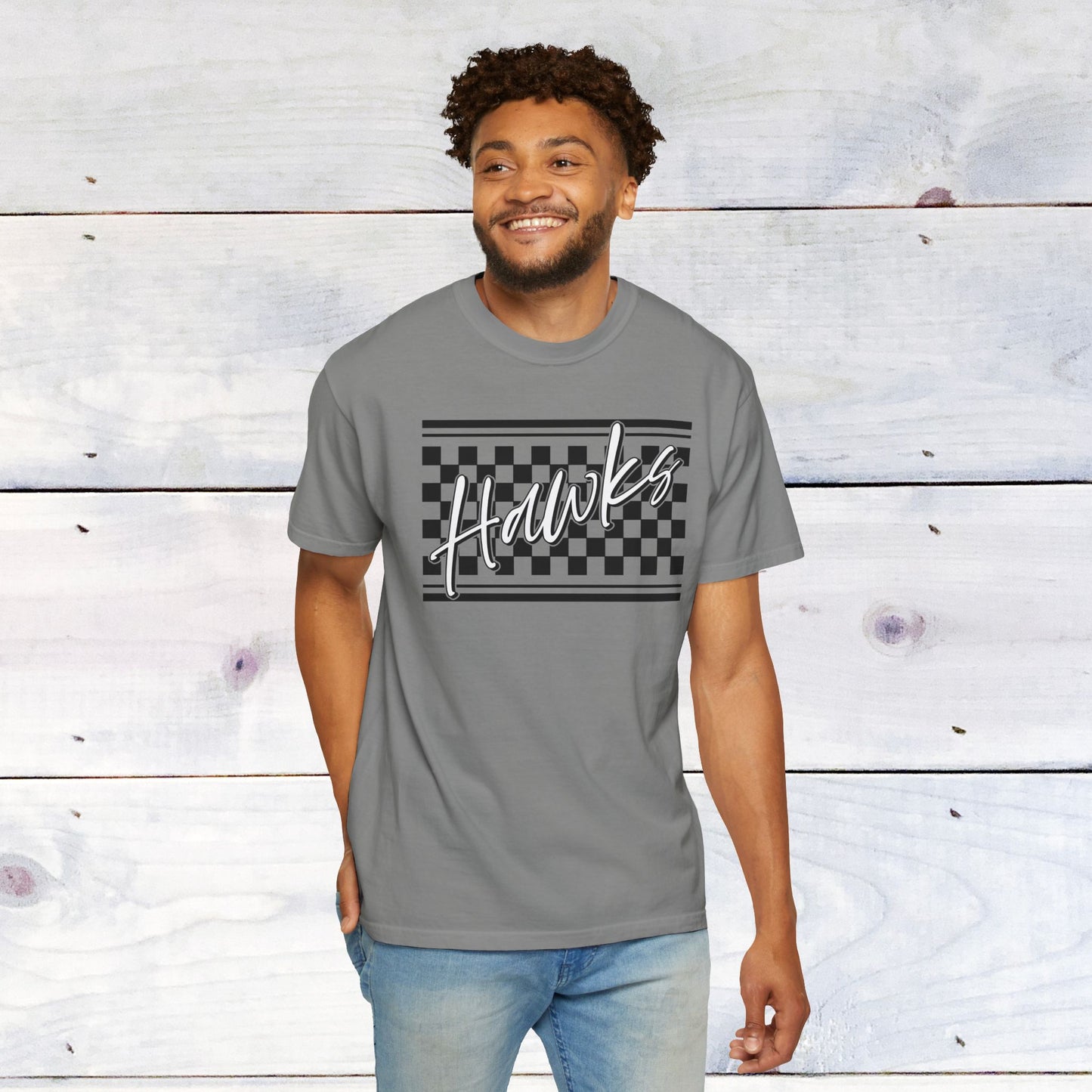 Heath Hawks Checkered Comfort Colors Unisex Tee