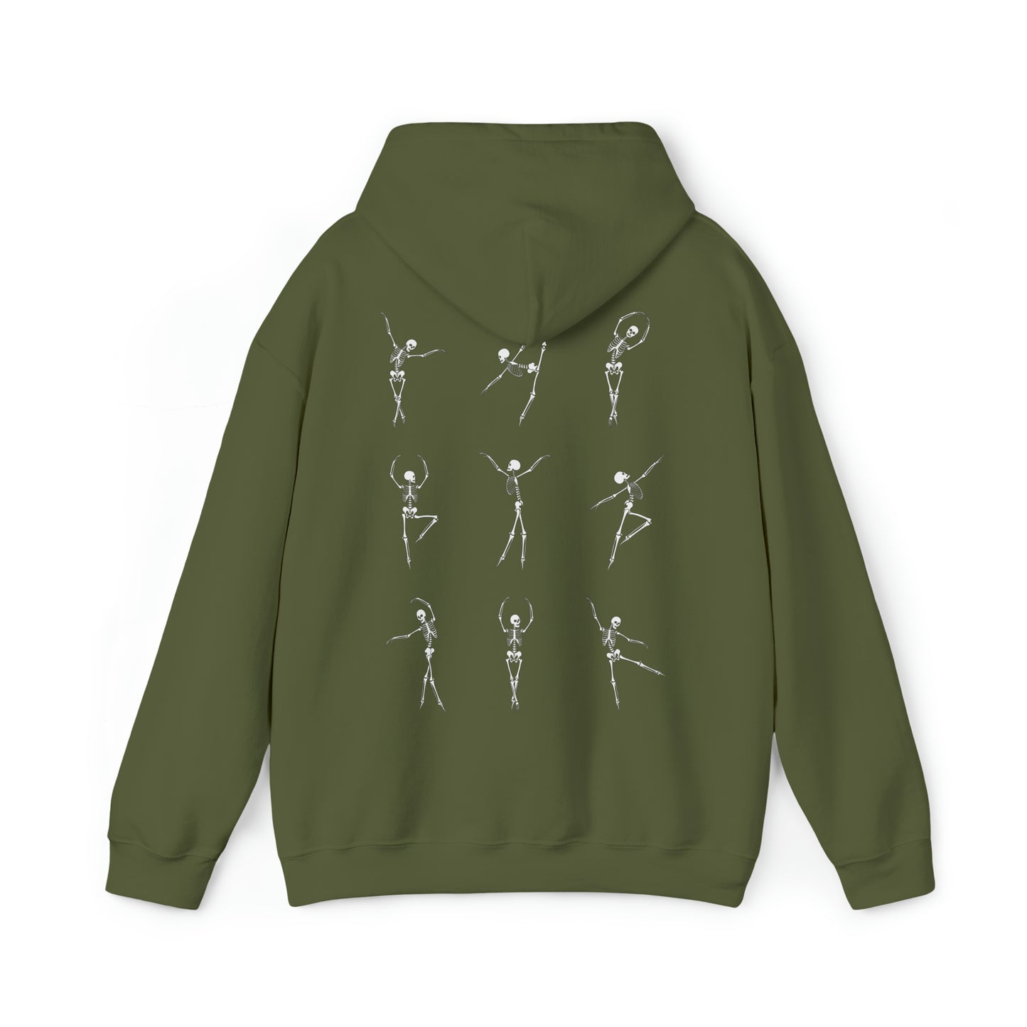 Dancing Skeleton Hoodie- Dancing Skeleton Front- Multi -Dancing Skeleton Back, Mutliple Color Options, Unisex Heavy Blend™ Hooded Sweatshirt