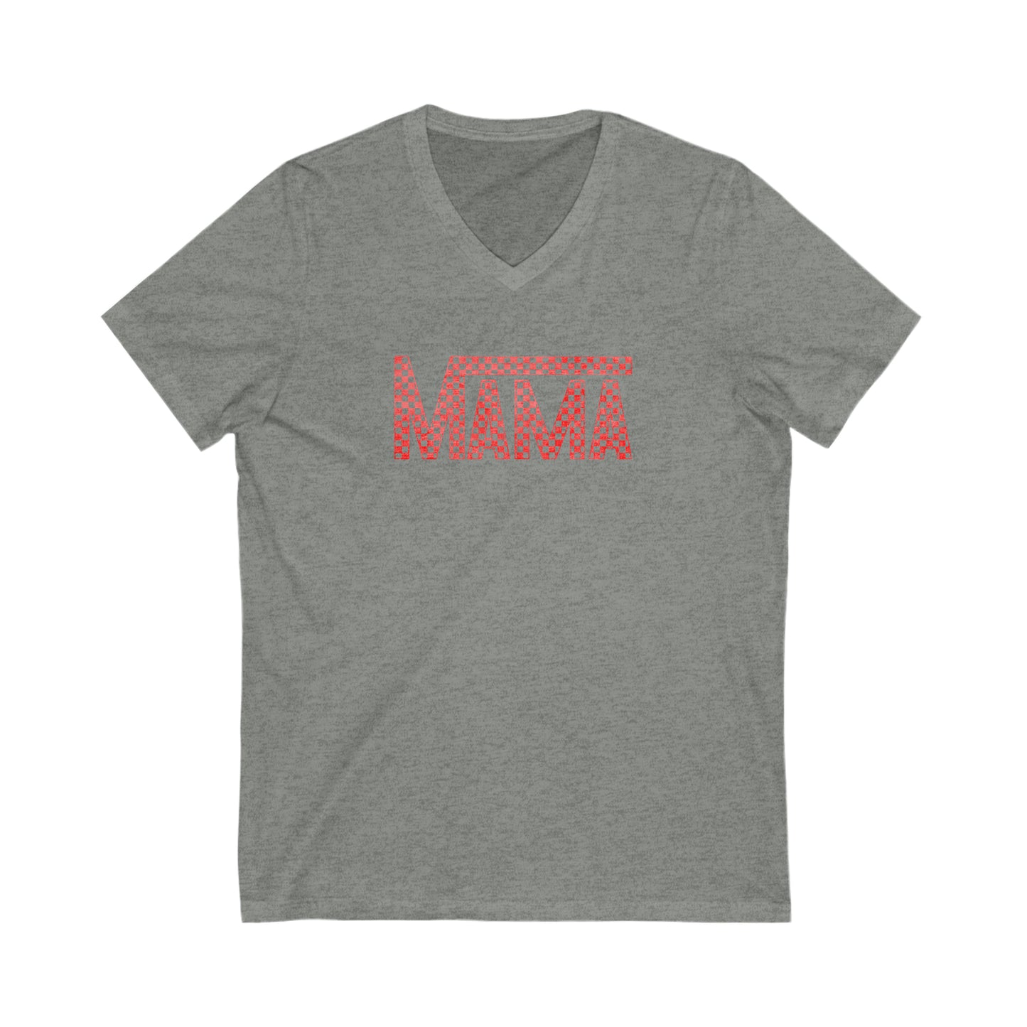 Red Mama Checkered V Neck