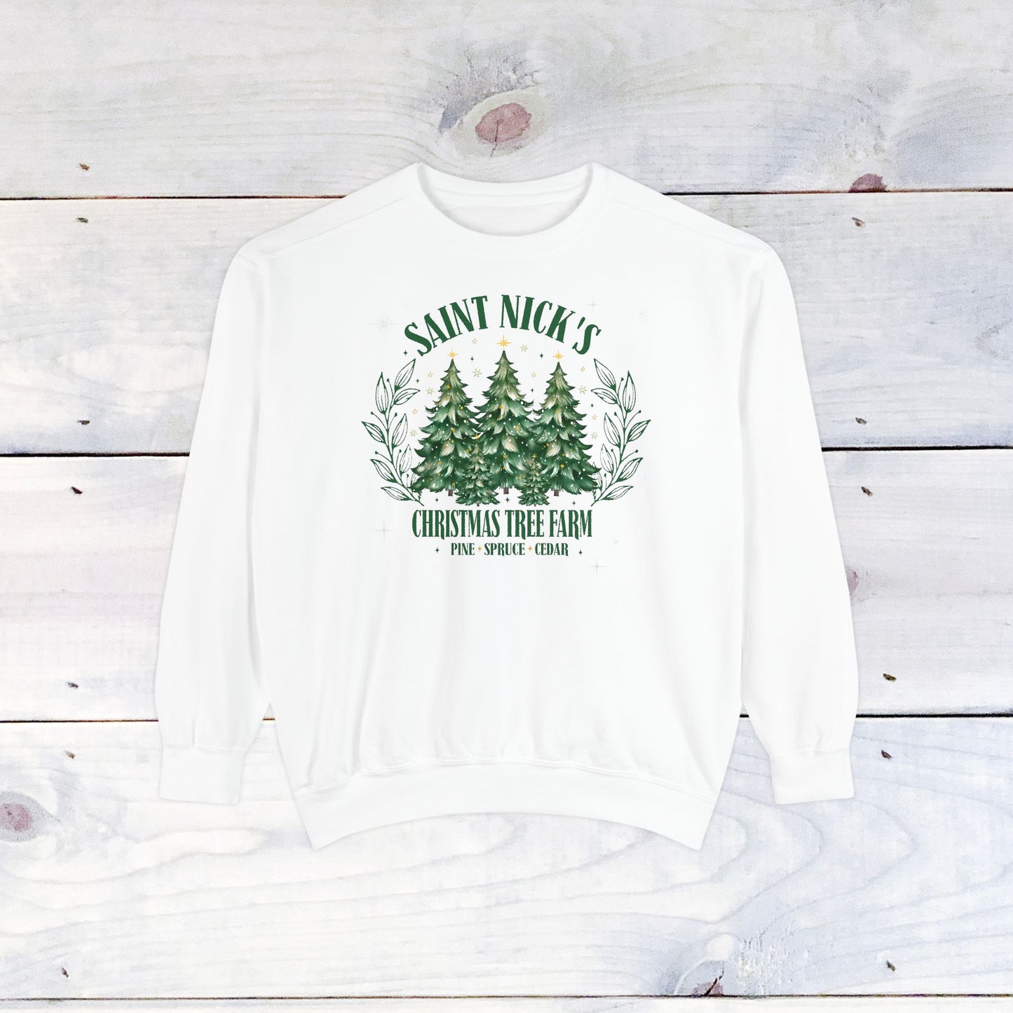 Saint Nick's Tree Farm Comfort Colors Holiday Sweater